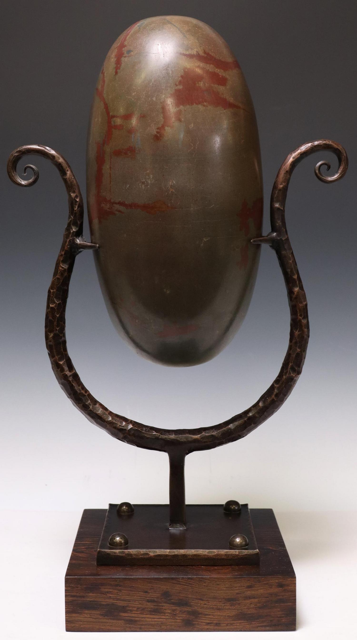 LARGE GEOLOGICAL SHIVA LINGAM STONE ON STAND, 23"H (1 of 3)