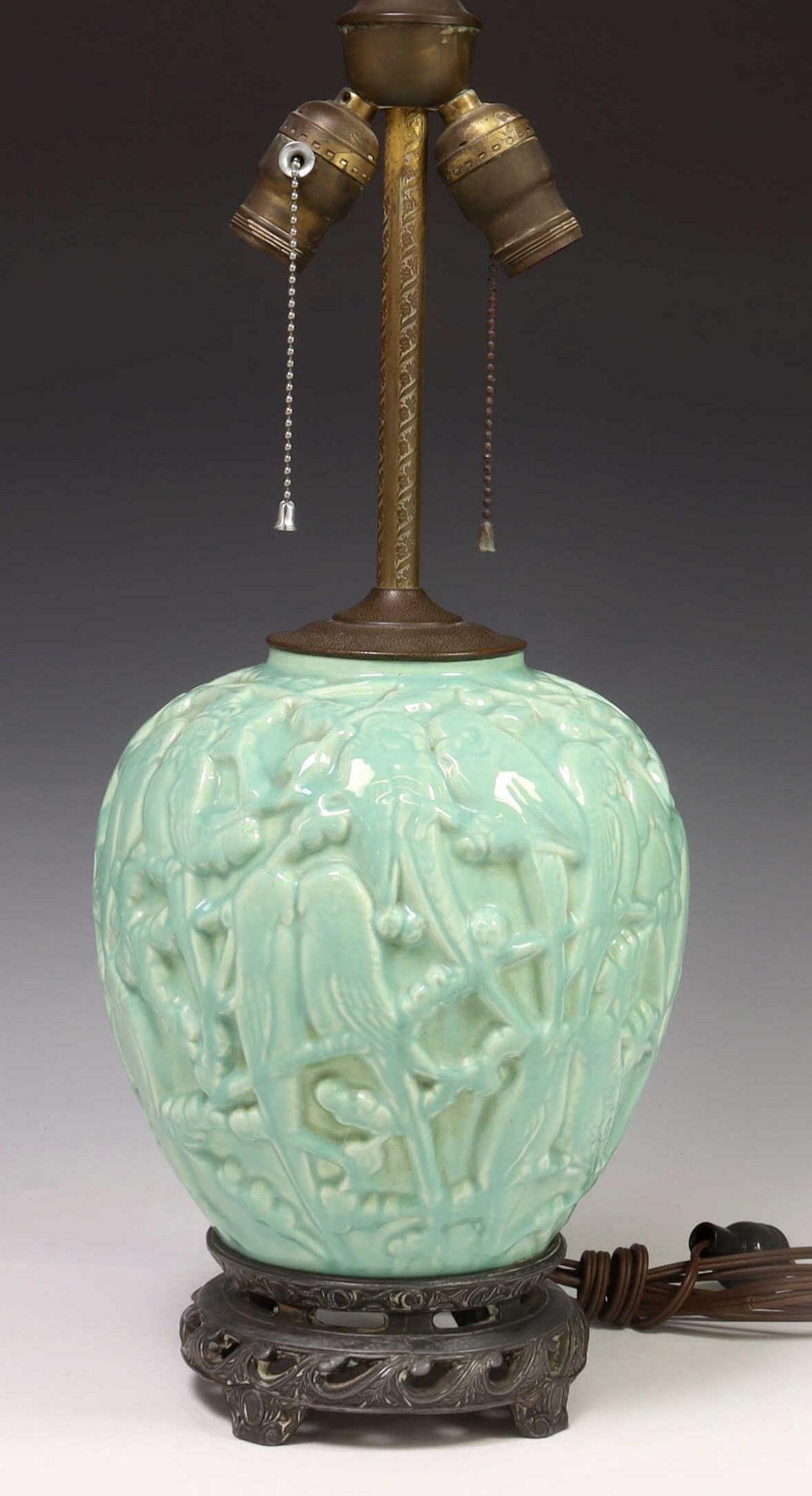STANGL POTTERY TURQUOISE LOVEBIRDS 1-LT TABLE LAMP (1 of 5)