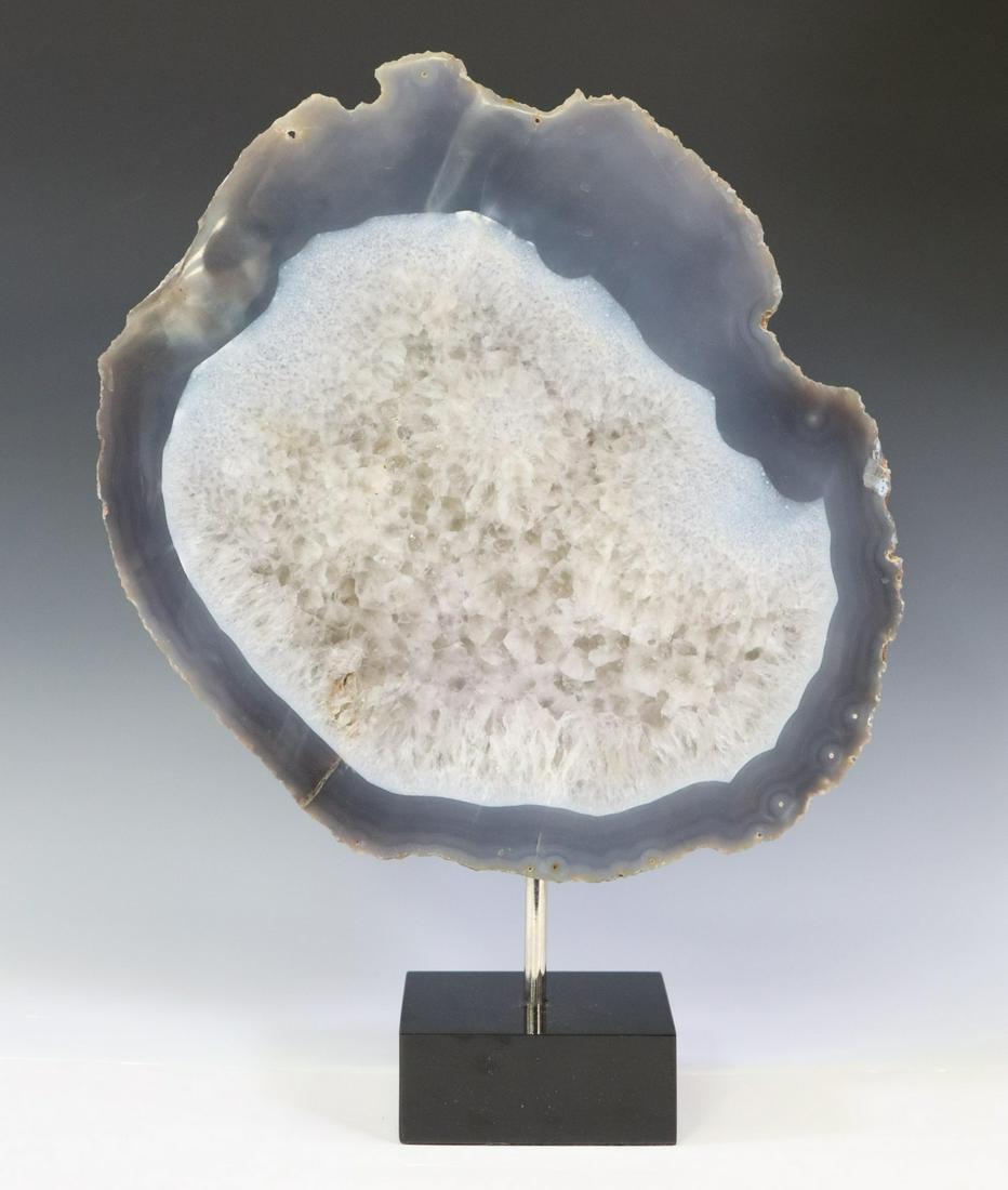 AGATE SLICE GEOLOGICAL SPECIMEN ON MABLE BASE 20"H (1 of 4)