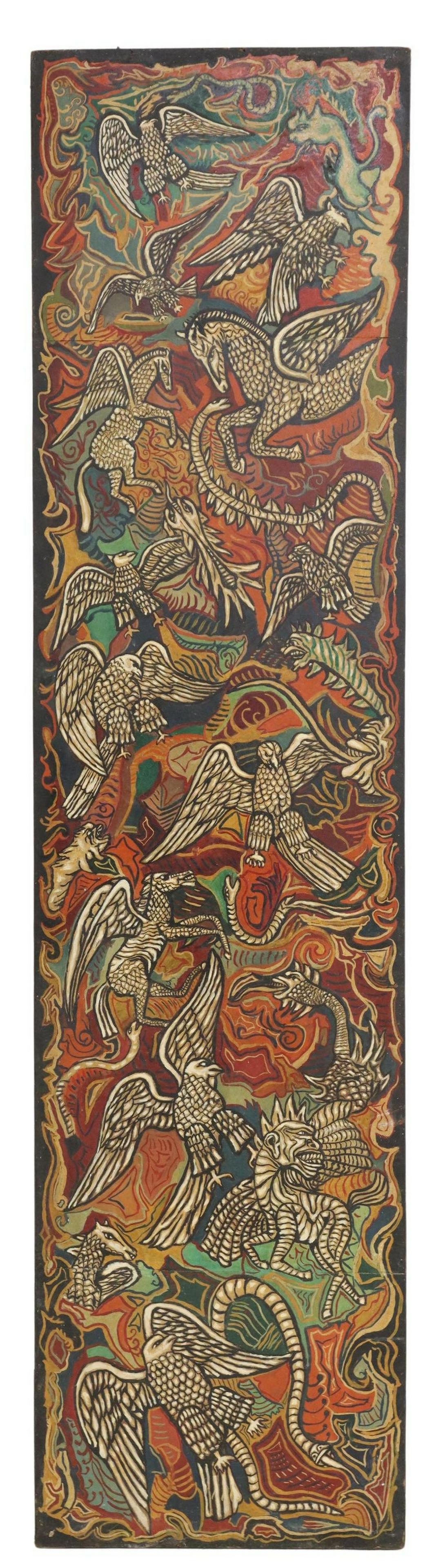 SIGNED E. COCCO 1957 MID-CENTURY ABSTRACT PAINTING (1 of 3)