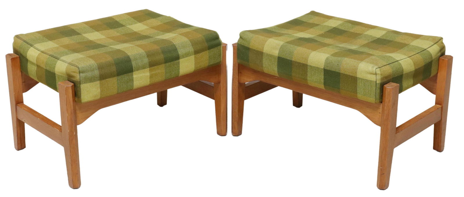 (2) MID-CENTURY MODERN UPHOLSTERED FOOTSTOOLS (1 of 4)