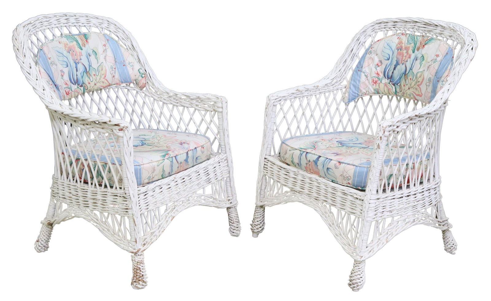 (2) WHITE PAINTED WICKER ARMCHAIRS (1 of 3)