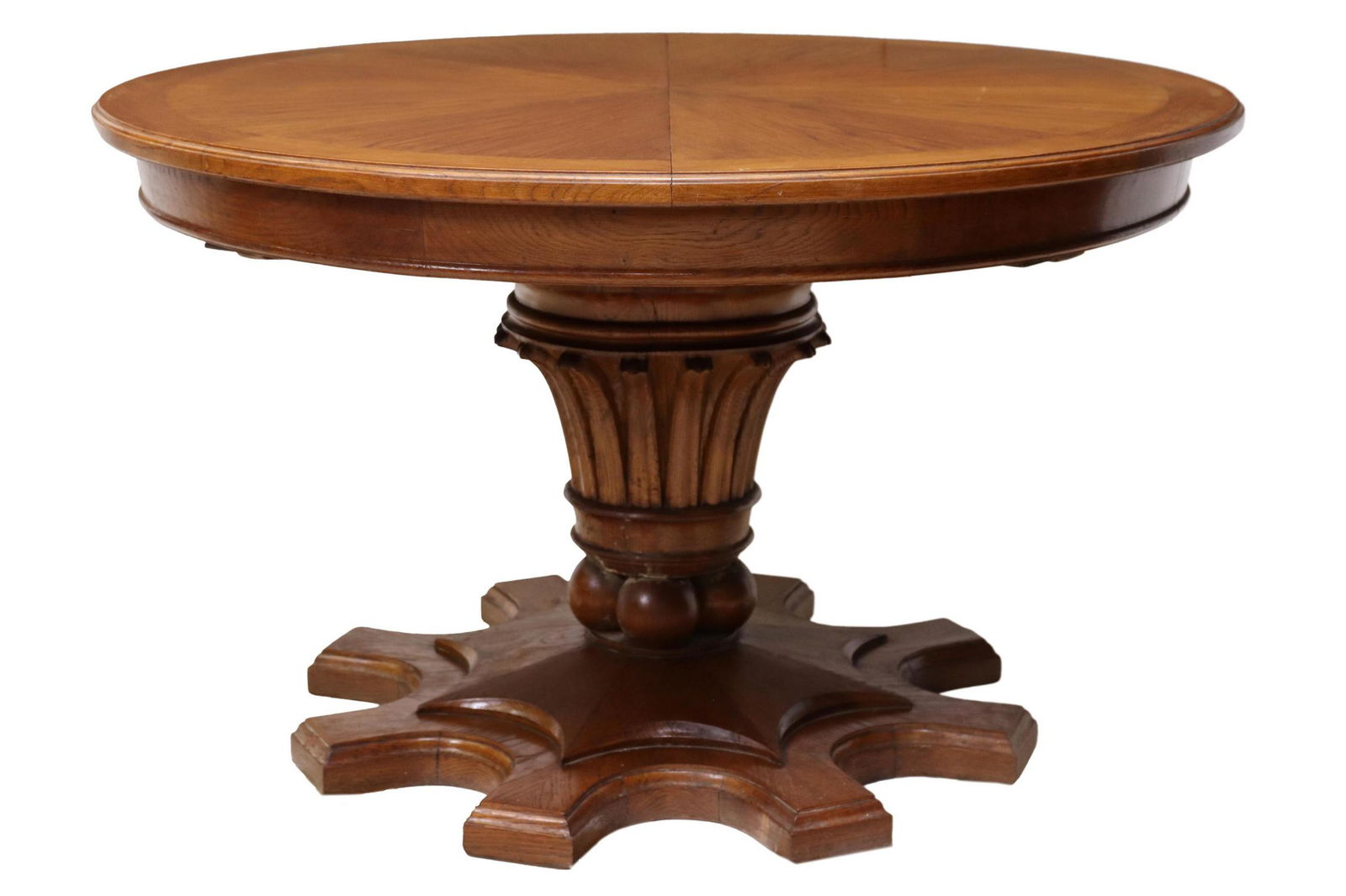 OAK COCONUT DESIGN PEDESTAL EXTENSION TABLE (1 of 5)