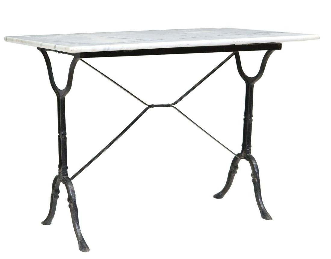 FRENCH IRON & MARBLE-TOP BISTRO TABLE (1 of 4)