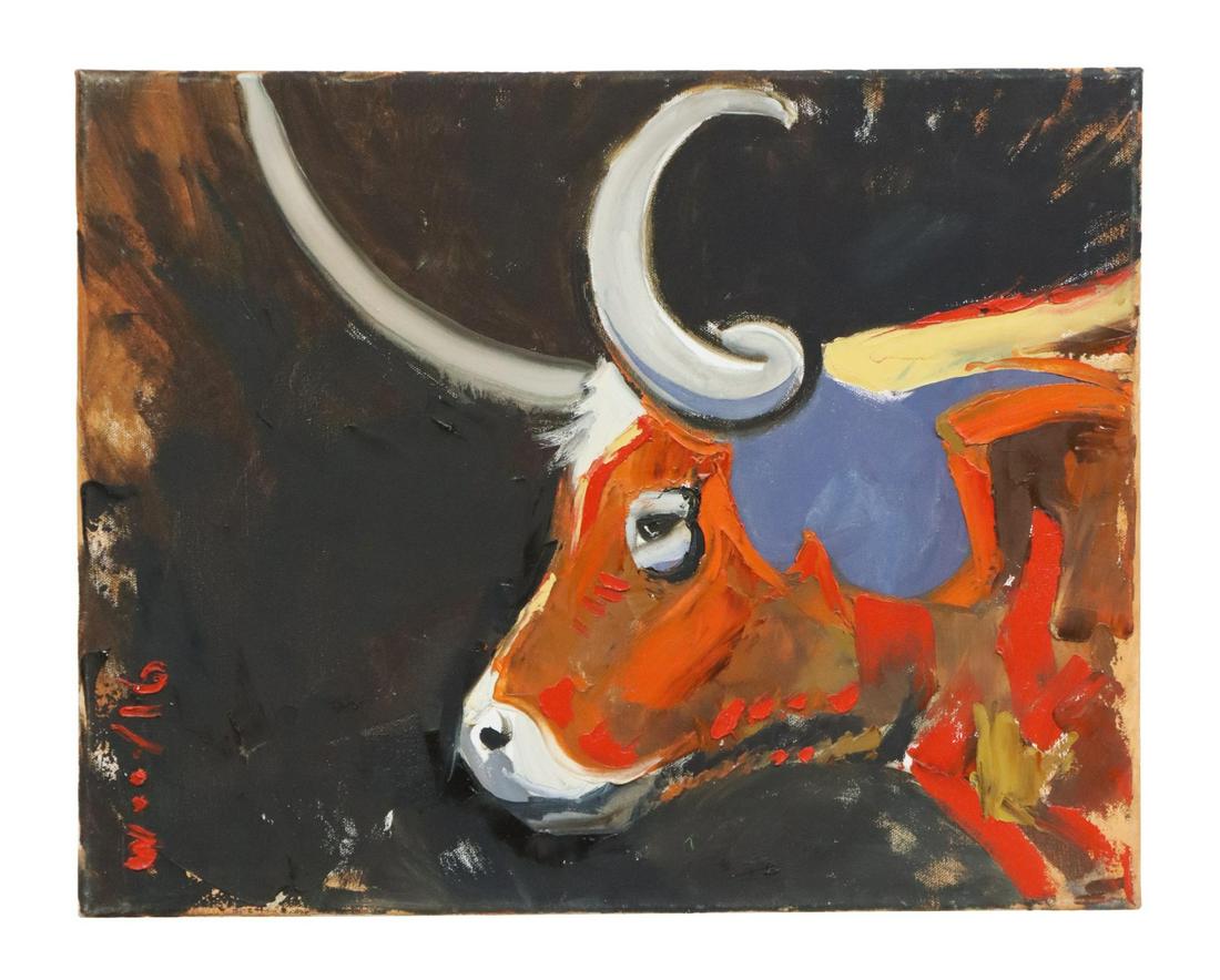 DARIN WOOD (B.1974) UNFRAMED OIL ON CANVAS, 'BEVO' (1 of 3)