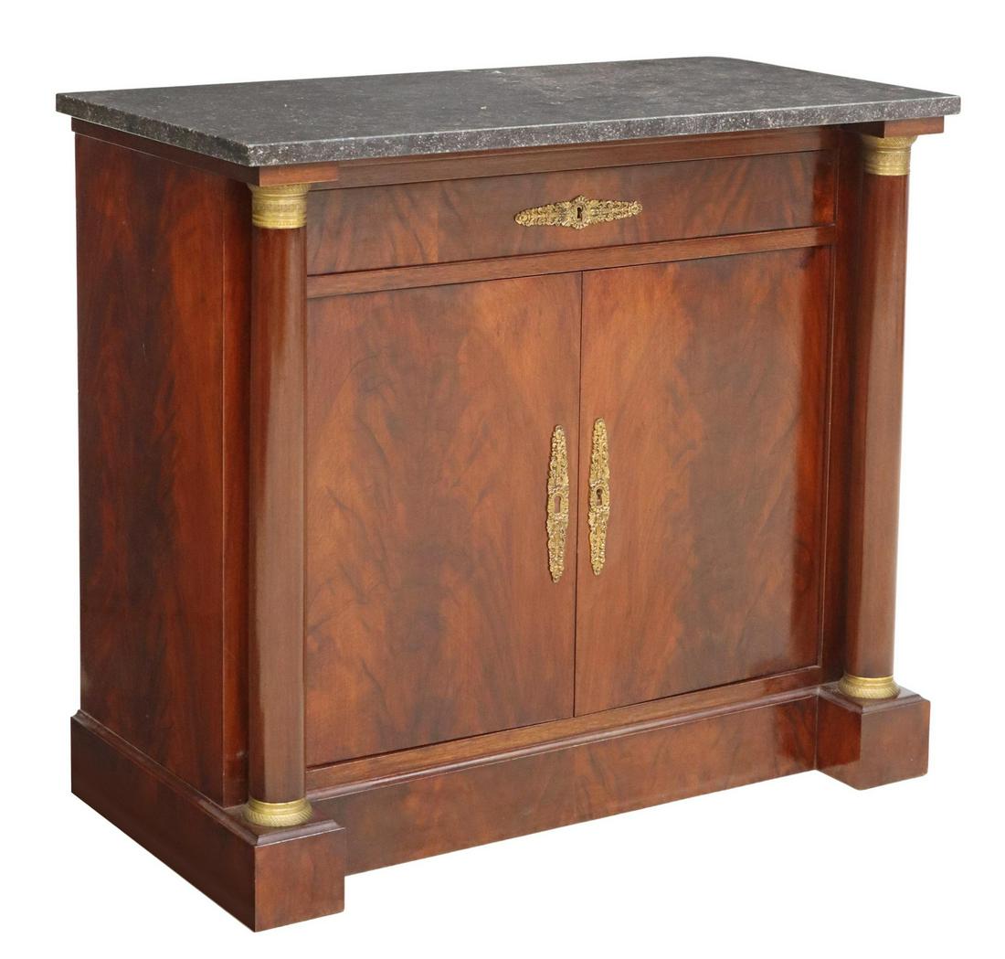 FRENCH EMPIRE STYLE MAHOGANY MARBLE-TOP SIDEBOARD (1 of 6)
