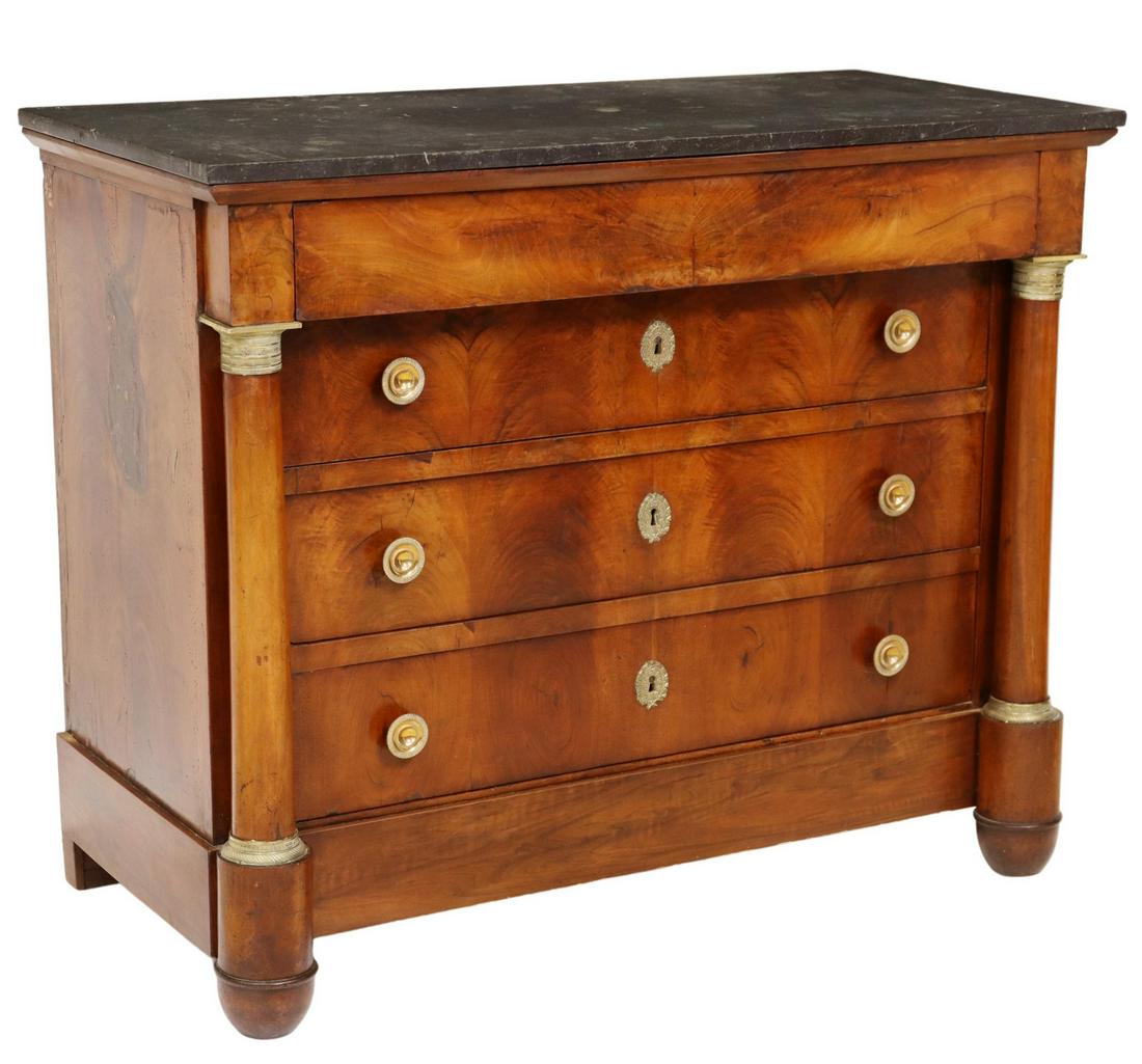 FRENCH EMPIRE STYLE MARBLE-TOP MAHOGANY COMMODE (1 of 5)