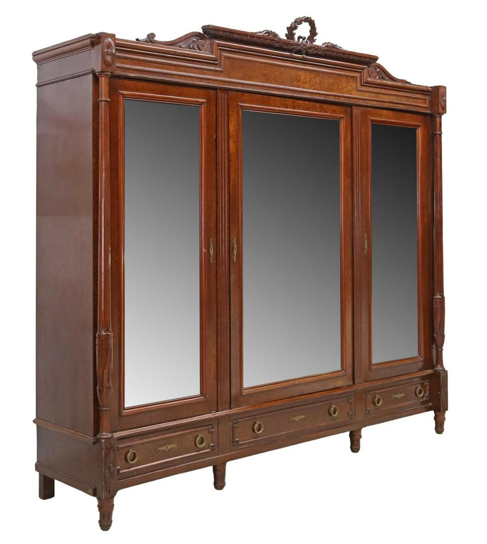 MONUMENTAL FRENCH LOUIS XVI STYLE MAHOGANY ARMOIRE (1 of 7)