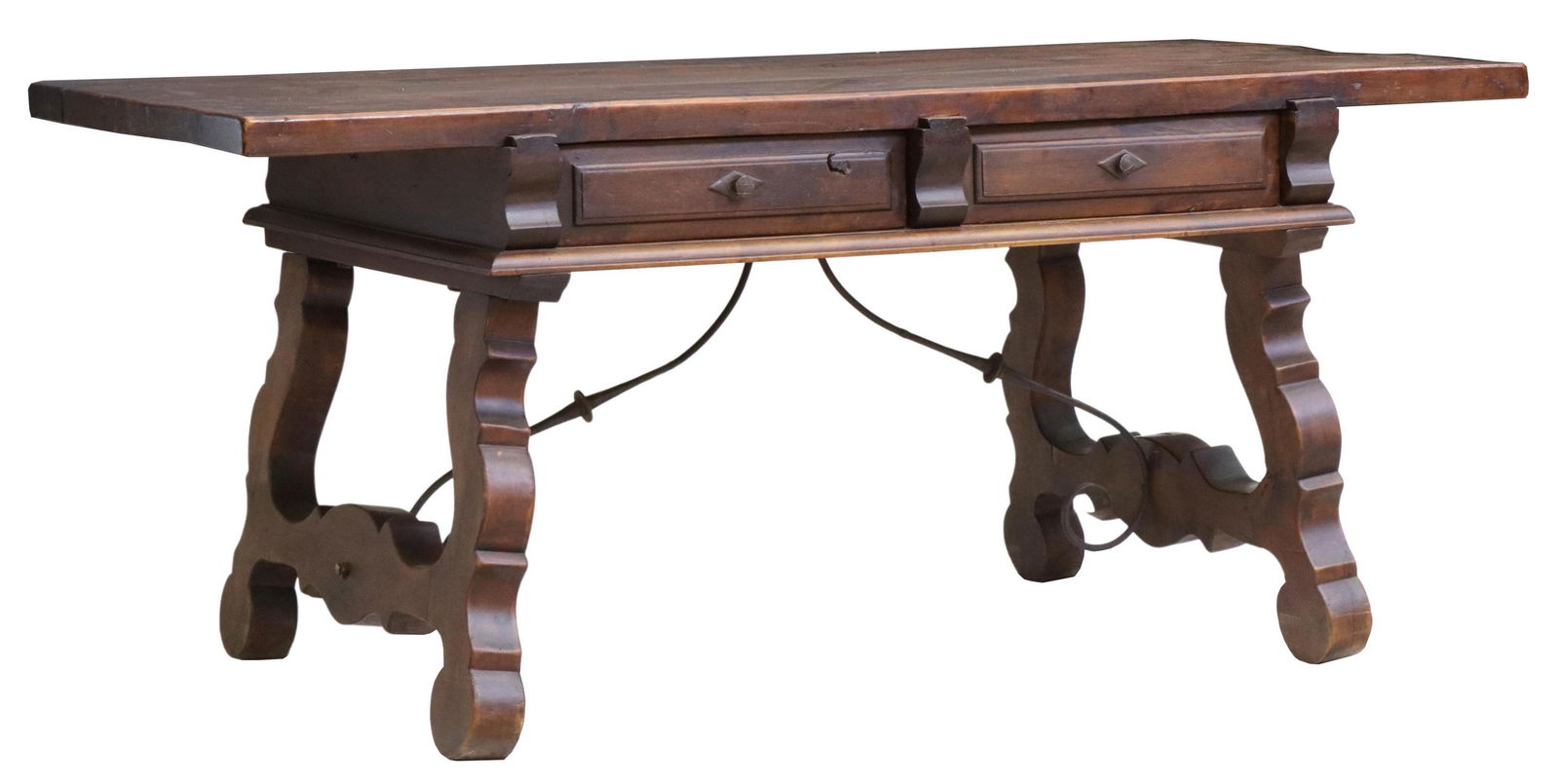 SPANISH BAROQUE STYLE WALNUT TRESTLE WRITING TABLE (1 of 5)