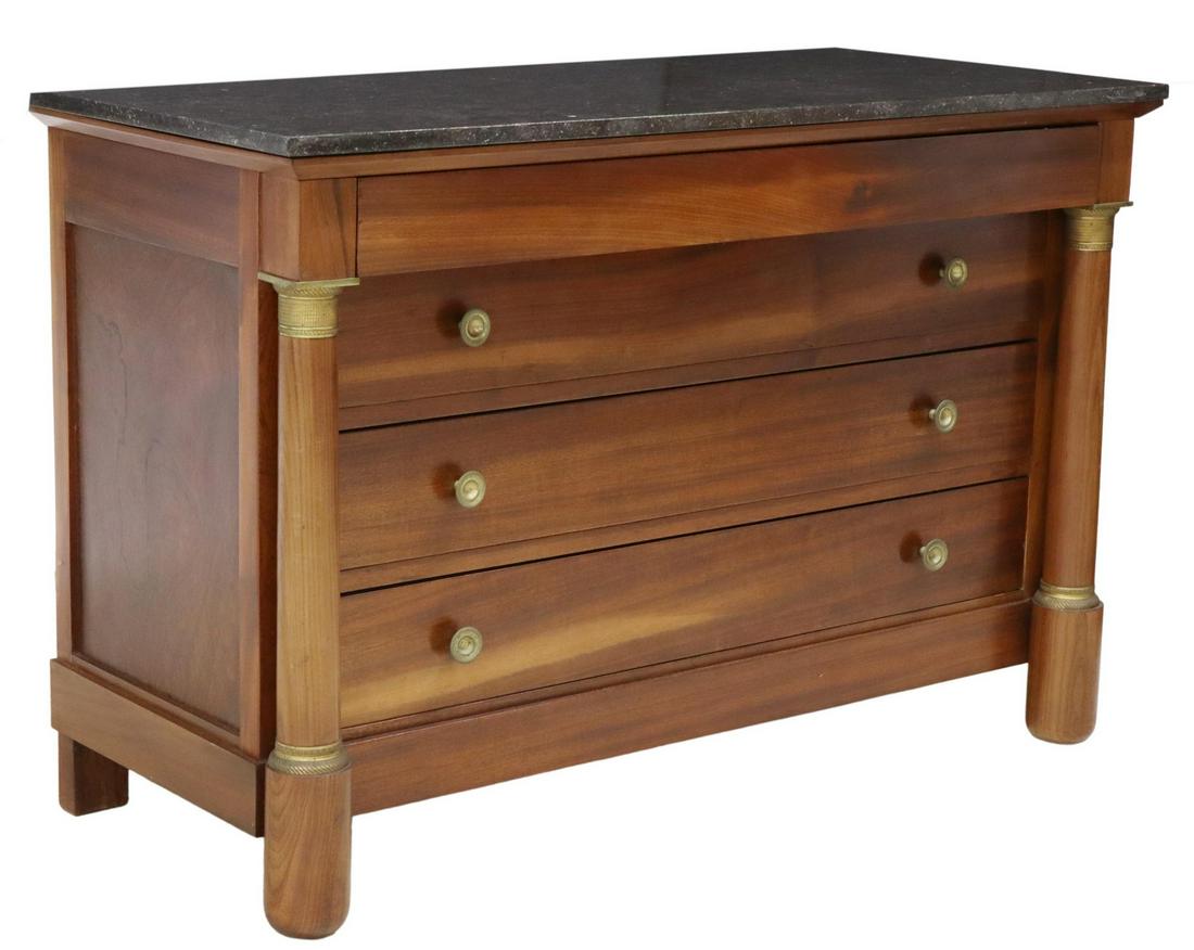 FRENCH EMPIRE STYLE MARBLE-TOP MAHOGANY COMMODE (1 of 5)