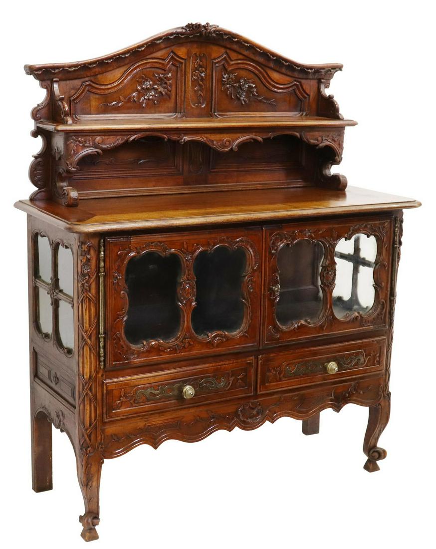 FRENCH PROVINCIAL LOUIS XV STYLE WALNUT SIDEBOARD (1 of 6)
