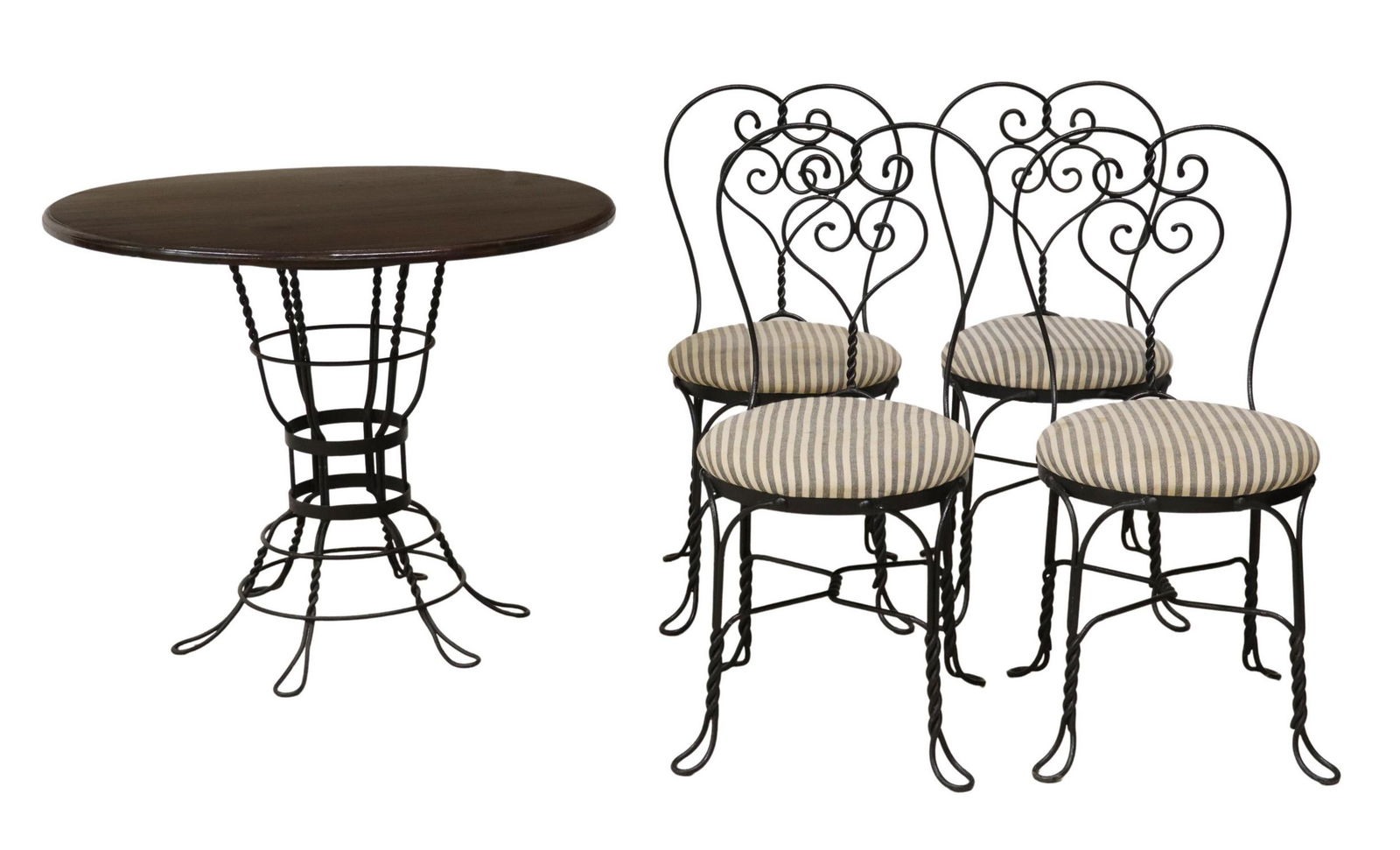 (5) IRON & WOOD BISTRO/ CAFE TABLE & CHAIR SET (1 of 7)