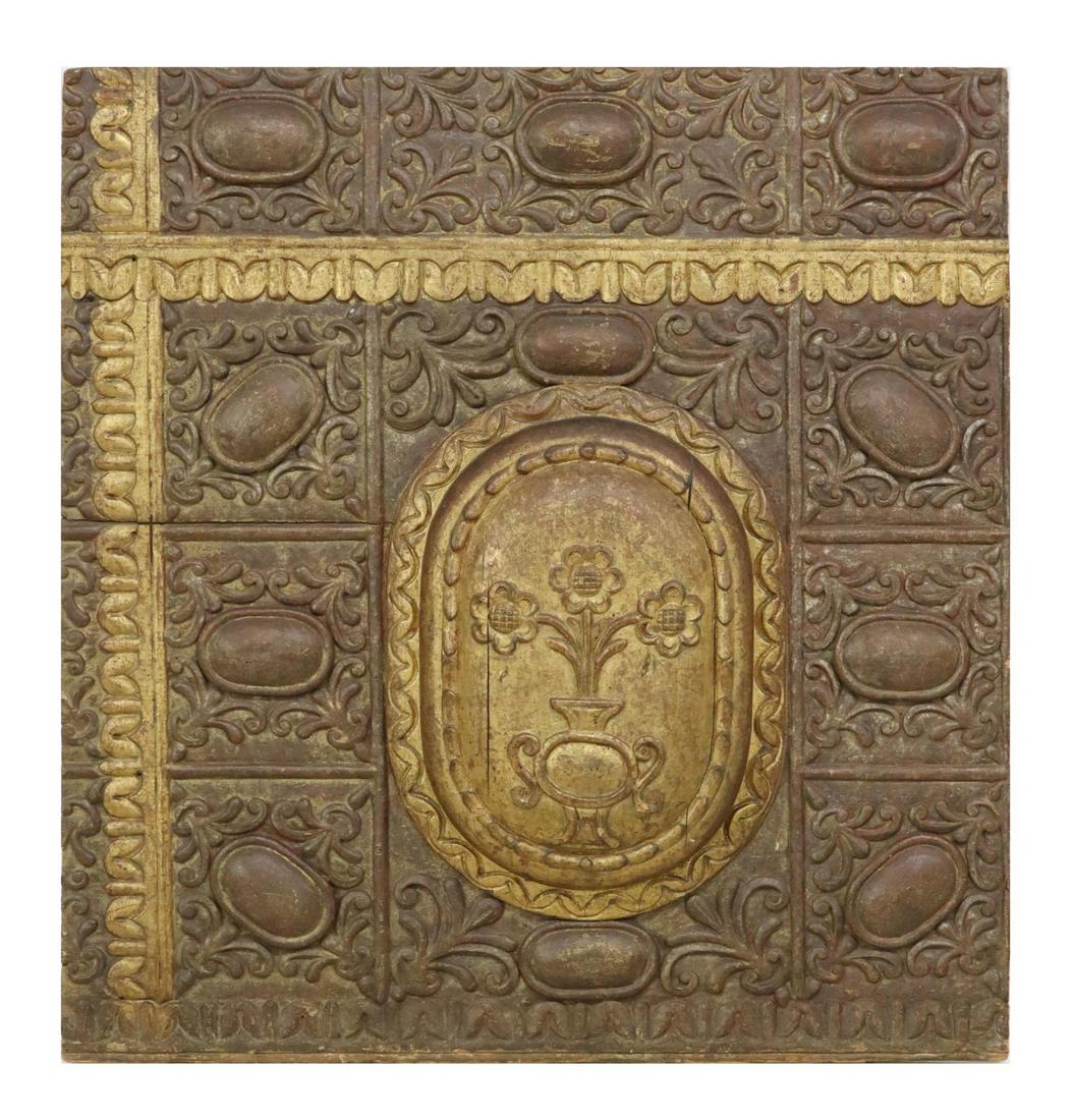 LARGE PARCEL GILT CARVED WOOD ARCHITECTURAL PANEL (1 of 2)