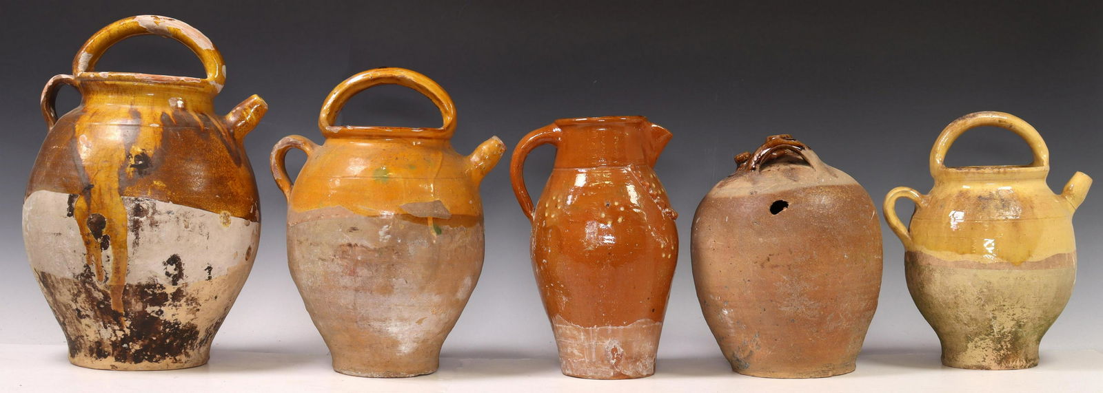 (5) FRENCH PROVINCIAL GLAZED EARTHENWARE VESSELS (1 of 3)