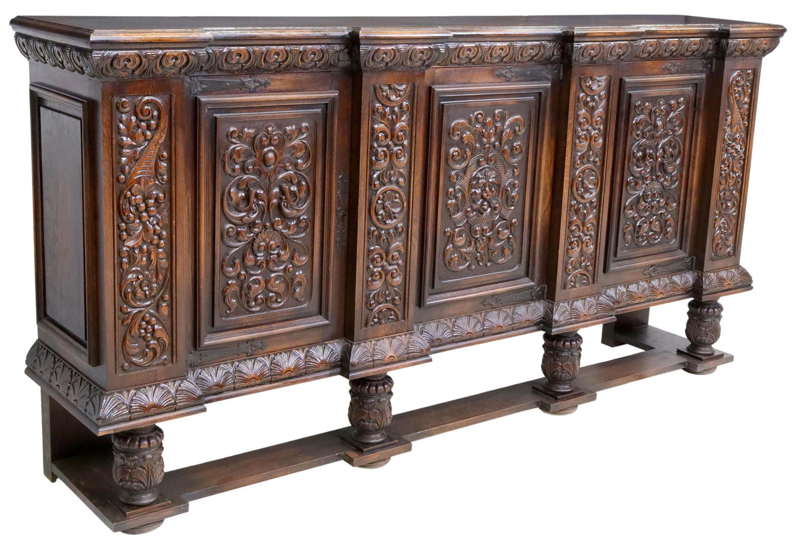 CONTINENTAL CARVED OAK SIDEBOARD (1 of 5)