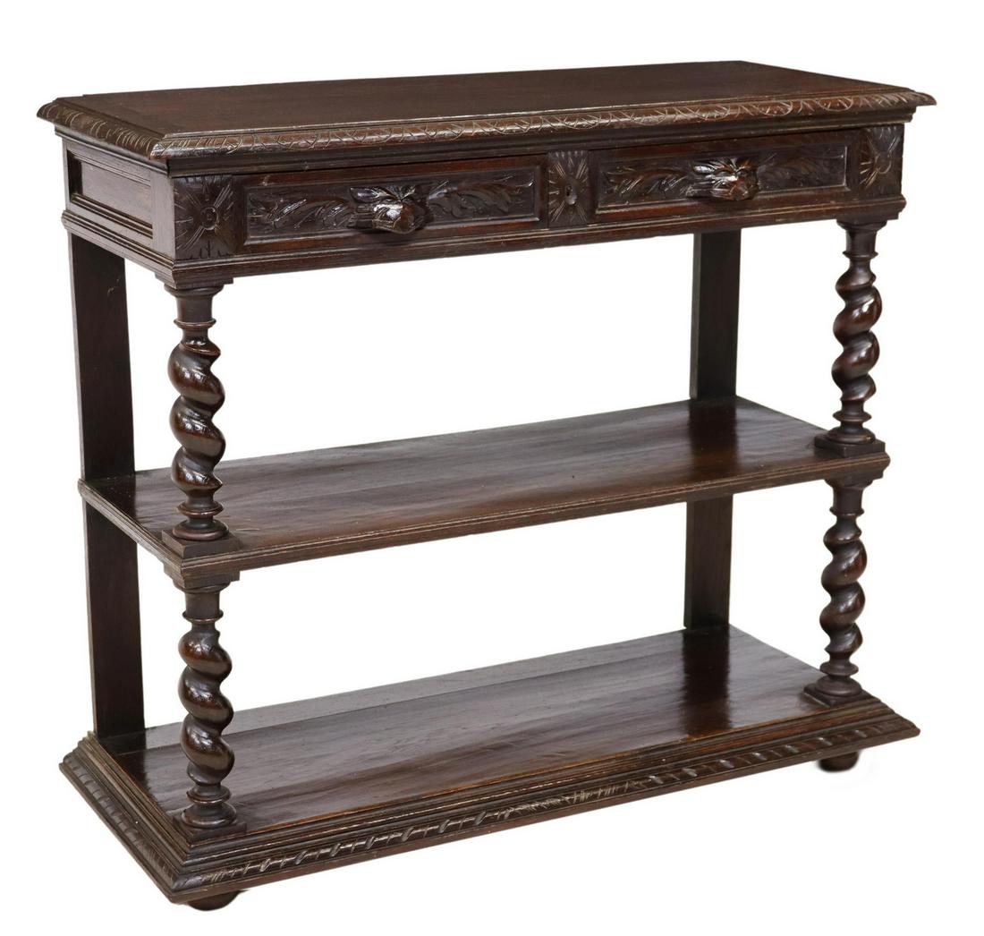 FRENCH HENRI II STYLE CARVED DESSERTE TABLE (1 of 7)