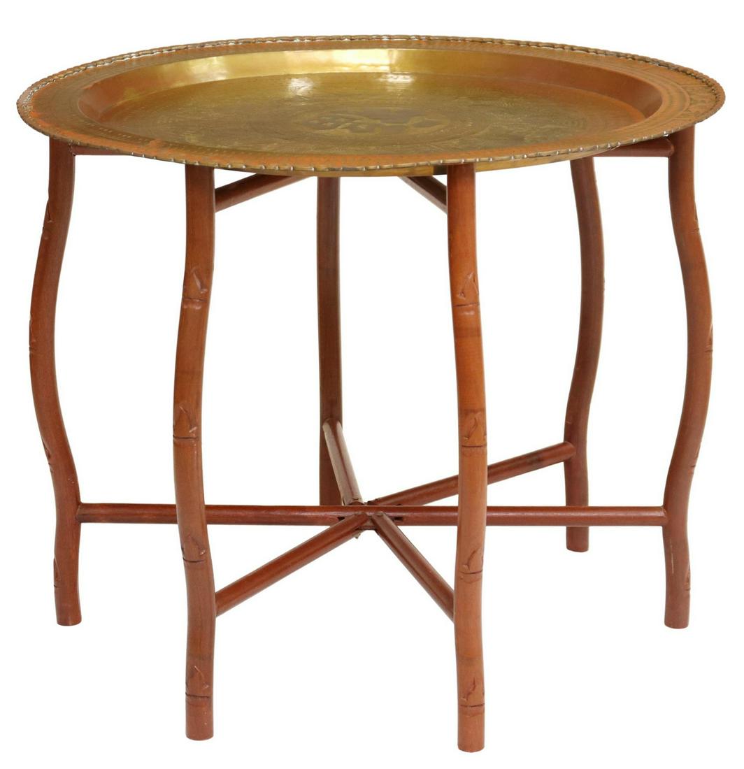 CHINESE PATINATED METAL TRAY-TOP TEA TABLE (1 of 3)