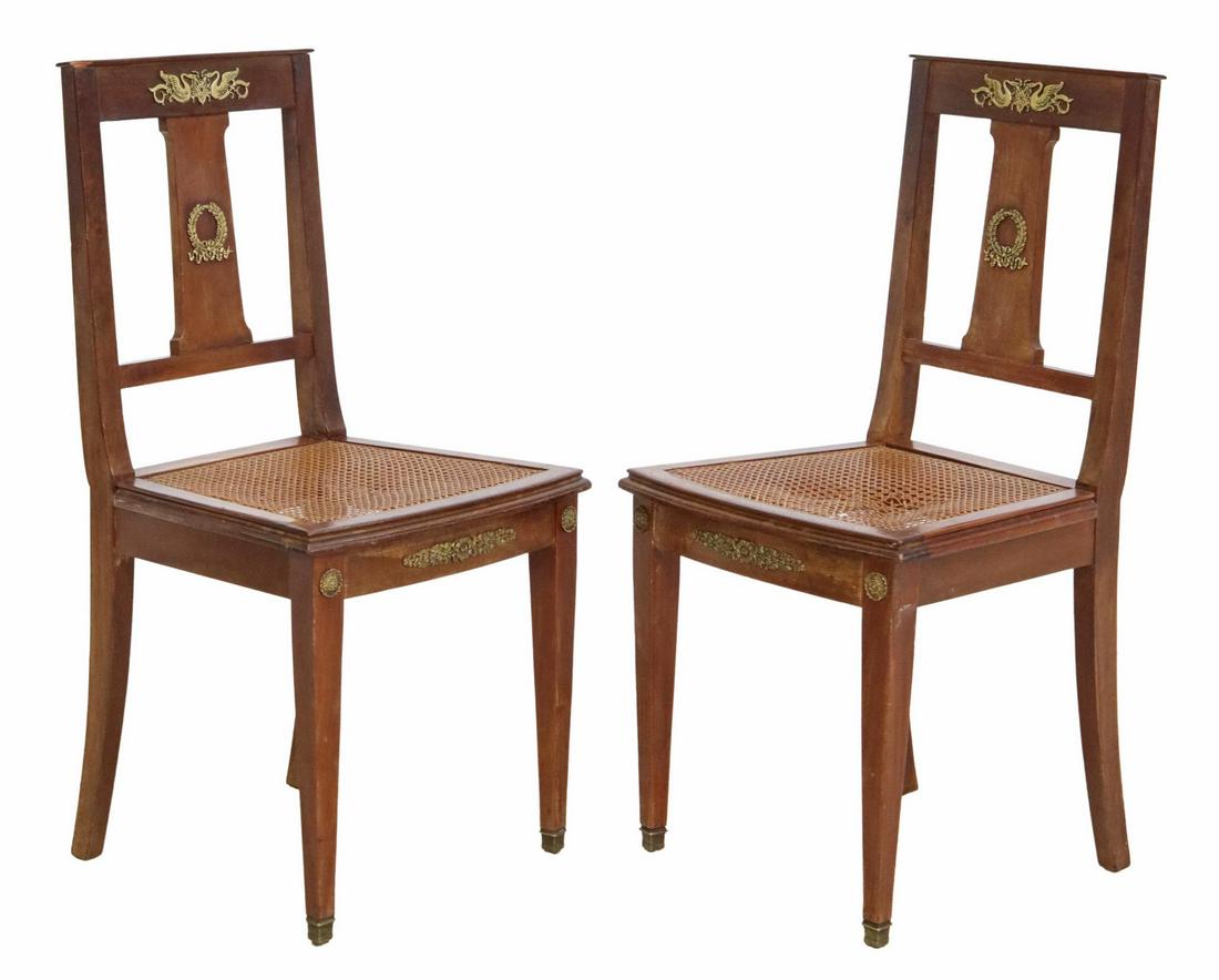 (2) FRENCH EMPIRE STYLE CANE SEAT SIDE CHAIRS (1 of 3)