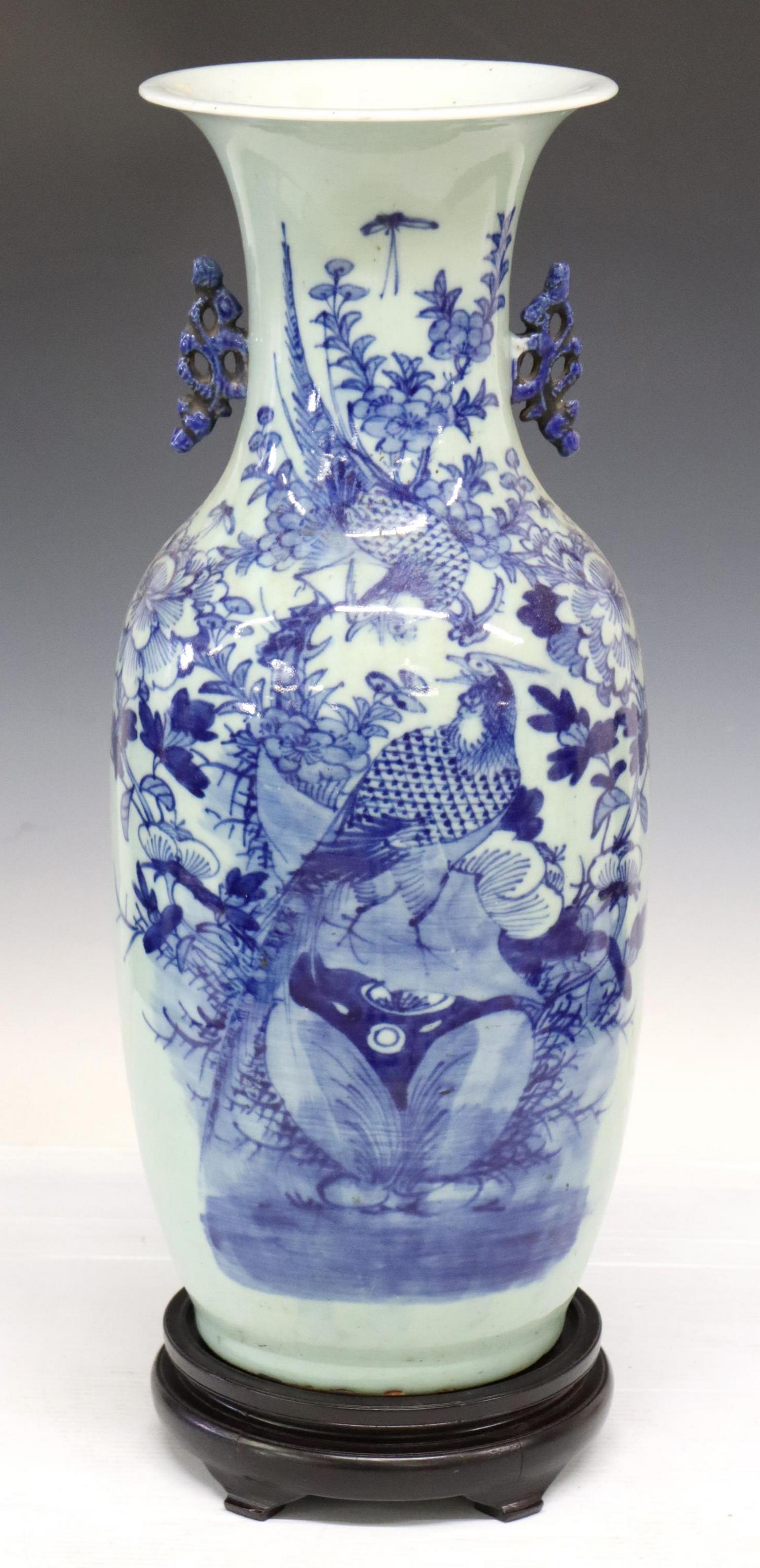 LARGE CHINESE BLUE CELADON PORCELAIN BALUSTER VASE (1 of 5)