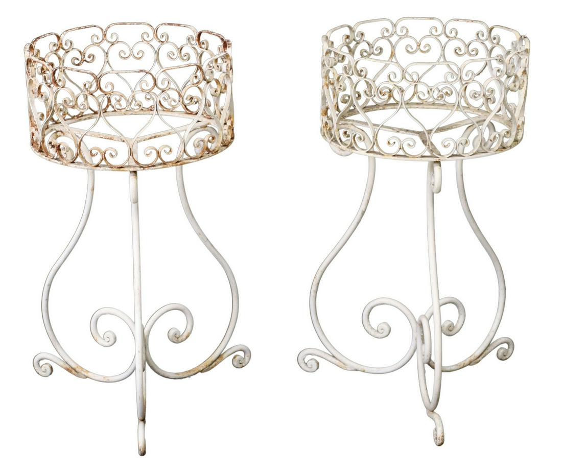 (2) FRENCH PAINTED IRON GARDEN JARDINIERES (1 of 2)