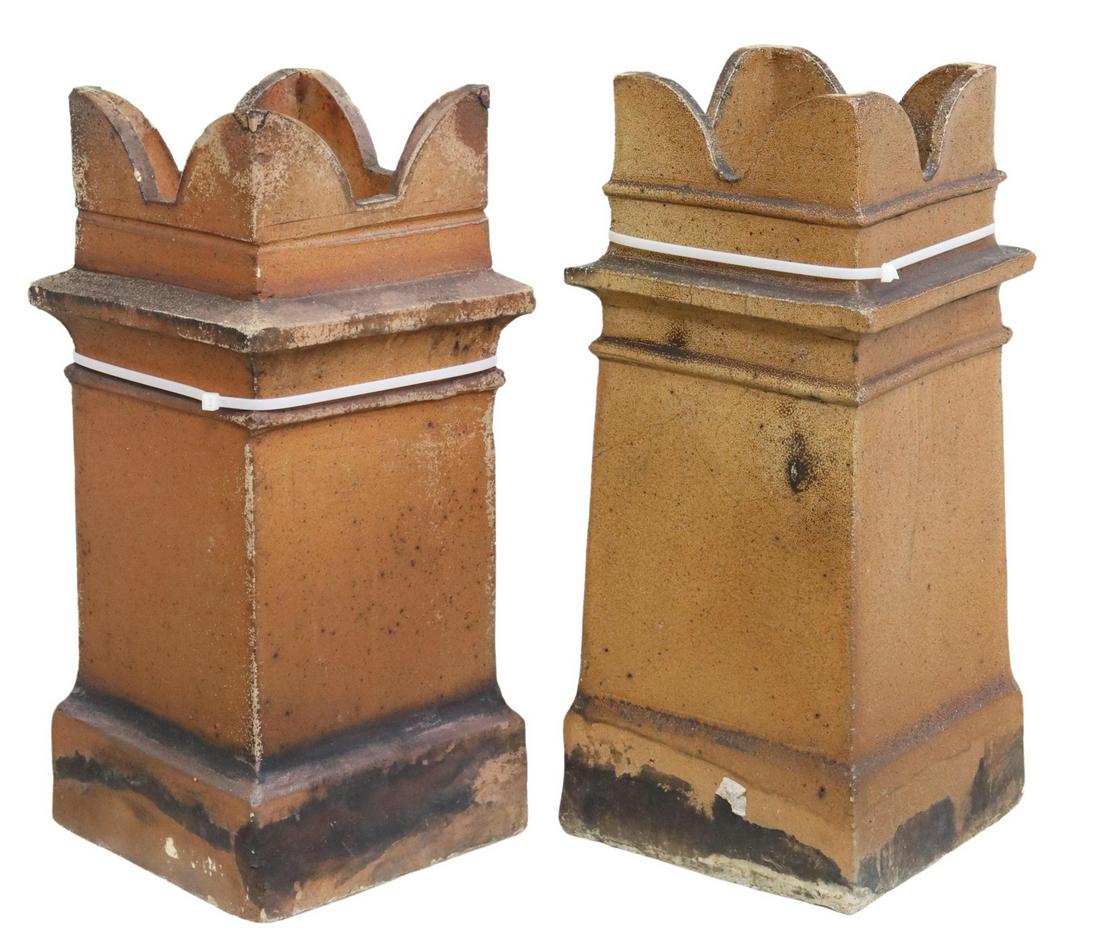 (2) ENGLISH ARCHITECTURAL EARTHENWARE CHIMNEY POTS (1 of 3)