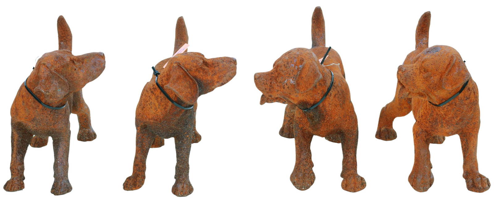 (4) Small Cast Iron Dog Garden Statues, 11"h Auction