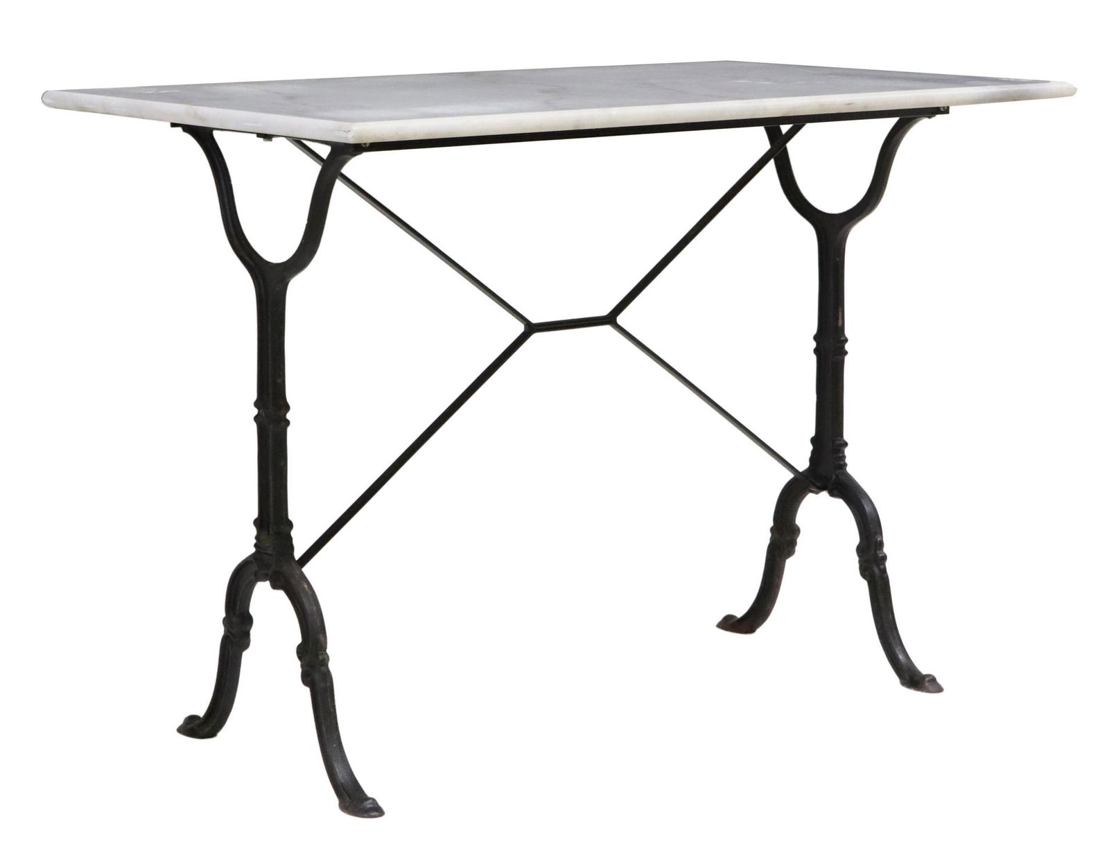 FRENCH MARBLE-TOP CAST IRON BISTRO TABLE (1 of 4)