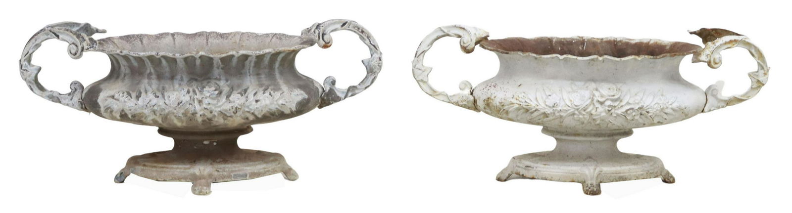 (2) FRENCH PAINTED CAST IRON HANDLED JARDINIERES (1 of 3)