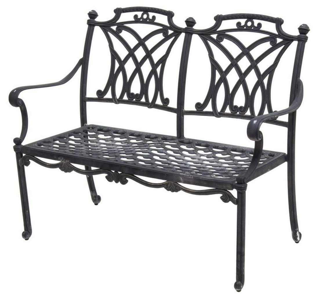 PIERCED ALUMINUM OPEN ARM GARDEN BENCH (1 of 3)