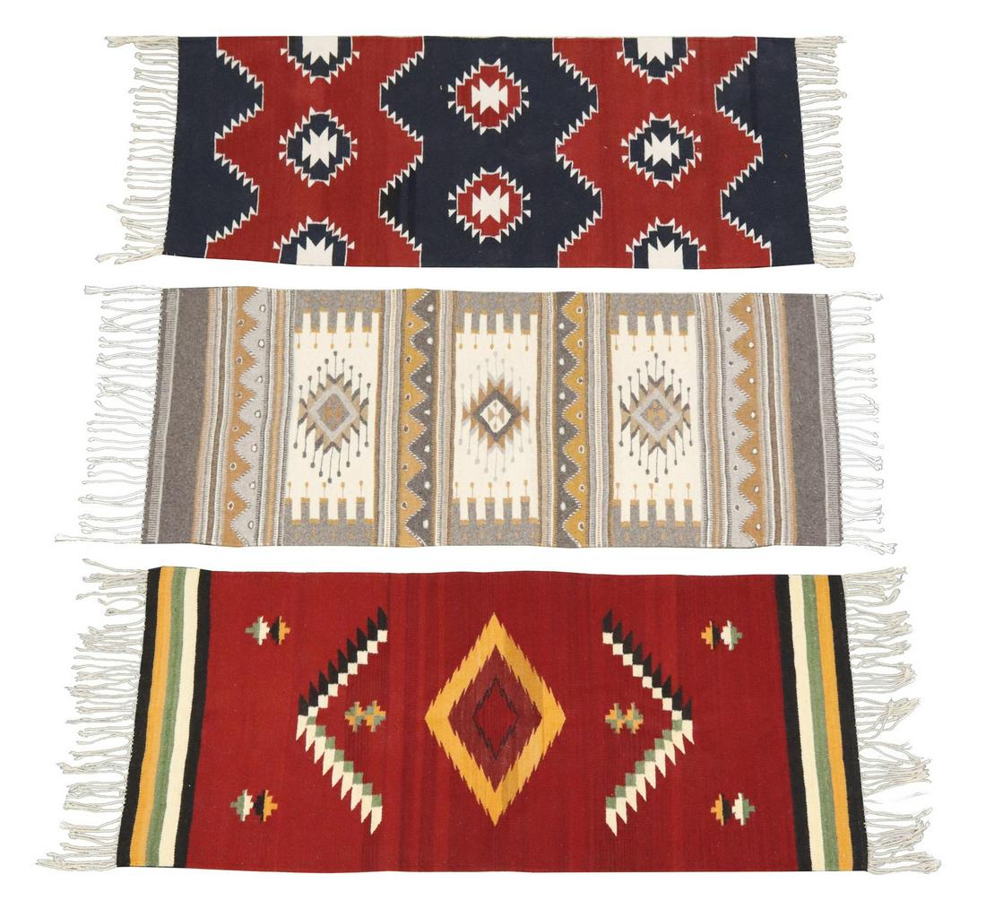 (3) SOUTHWEST ZAPOTEC RUGS, MEXICO, 4'10" X 2'6" (1 of 7)