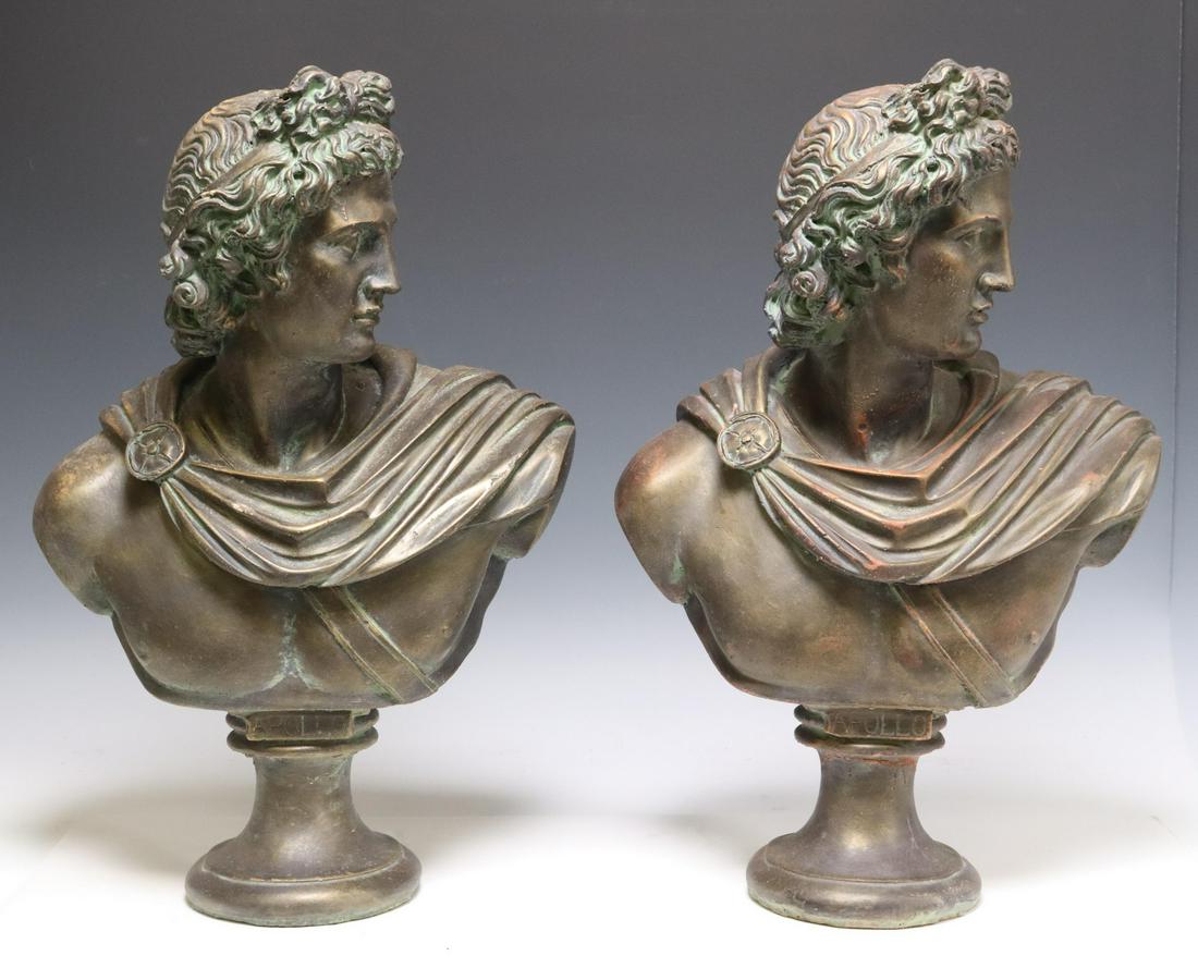 (2) CLASSICAL STYLE CAST BUSTS, APOLLO BELVEDERE (1 of 4)