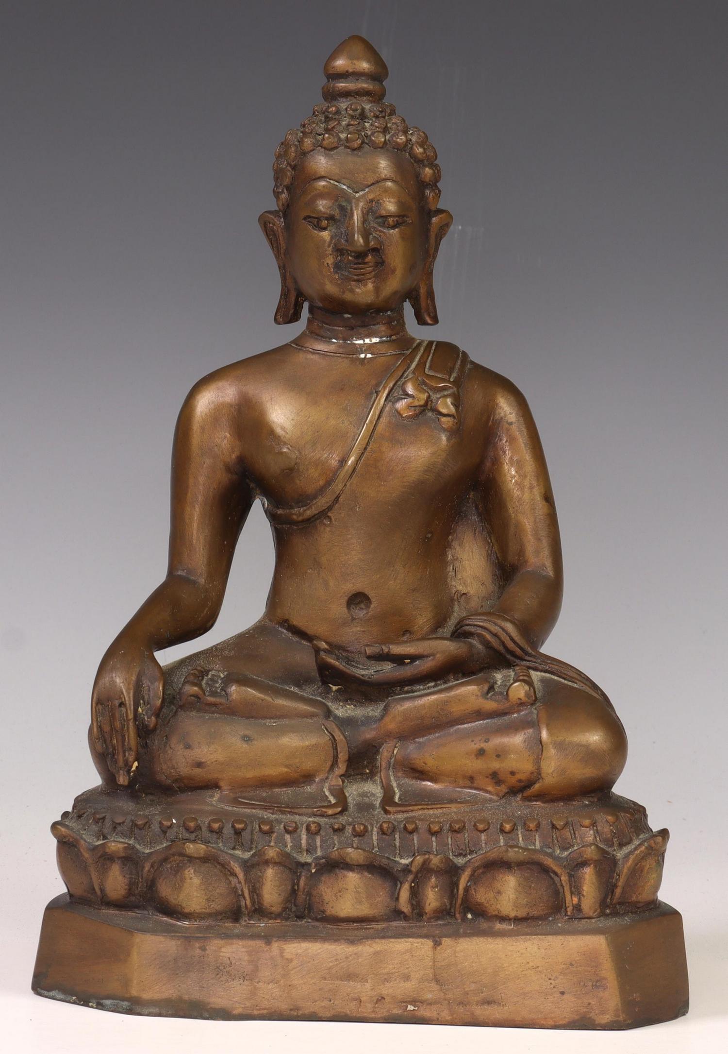 PATINATED BRONZE FIGURE OF THE SEATED BUDDHA (1 of 3)