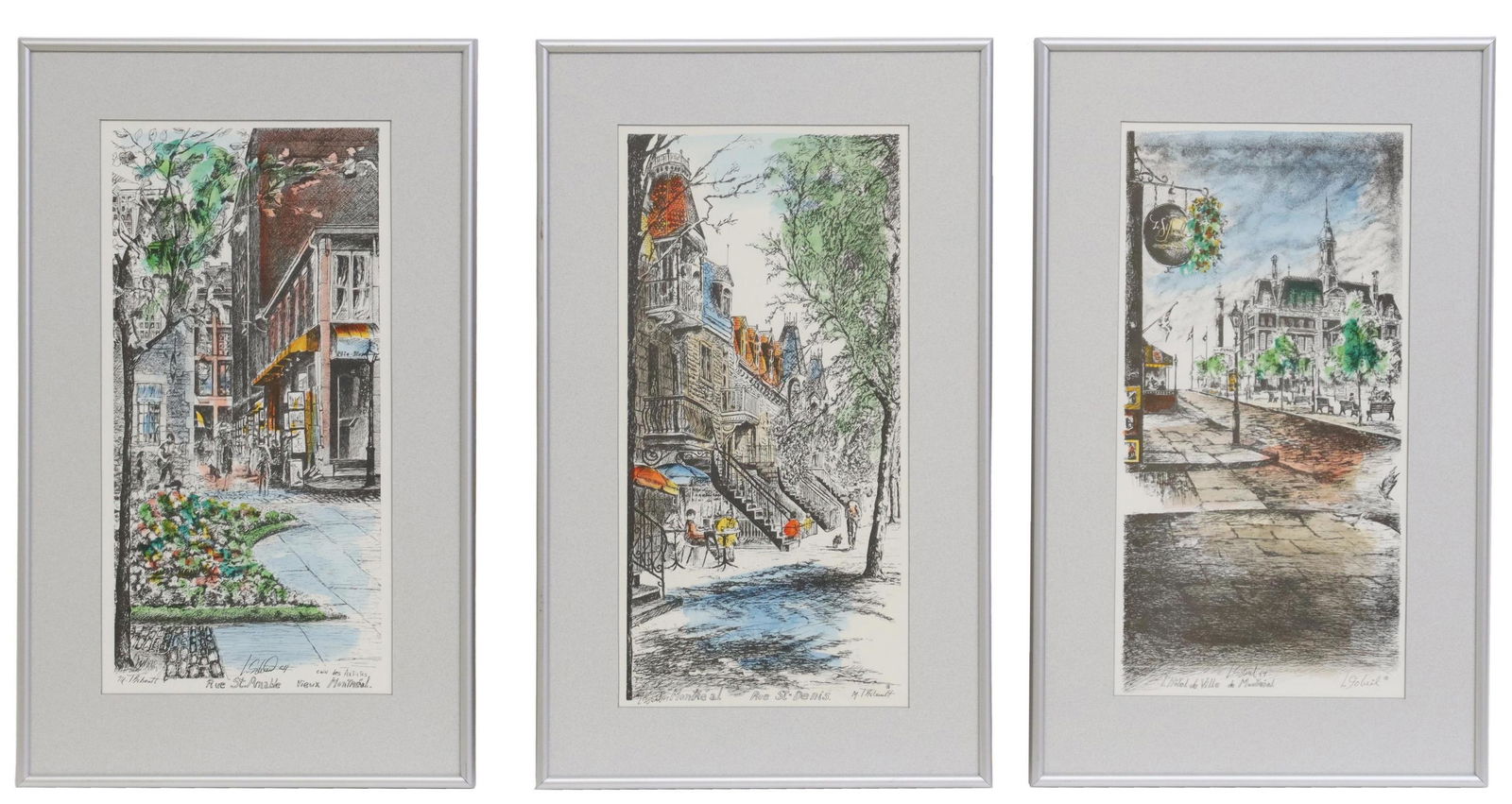 (3) FRAMED HAND-COLORED PRINTS OF MONTREAL CANADA (1 of 8)