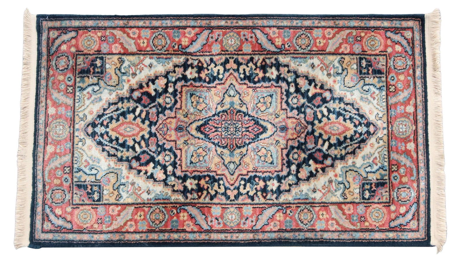 KARASTAN 'NAVY HERIZ' WOOL RUG, 4'5" X 2'6" (1 of 4)