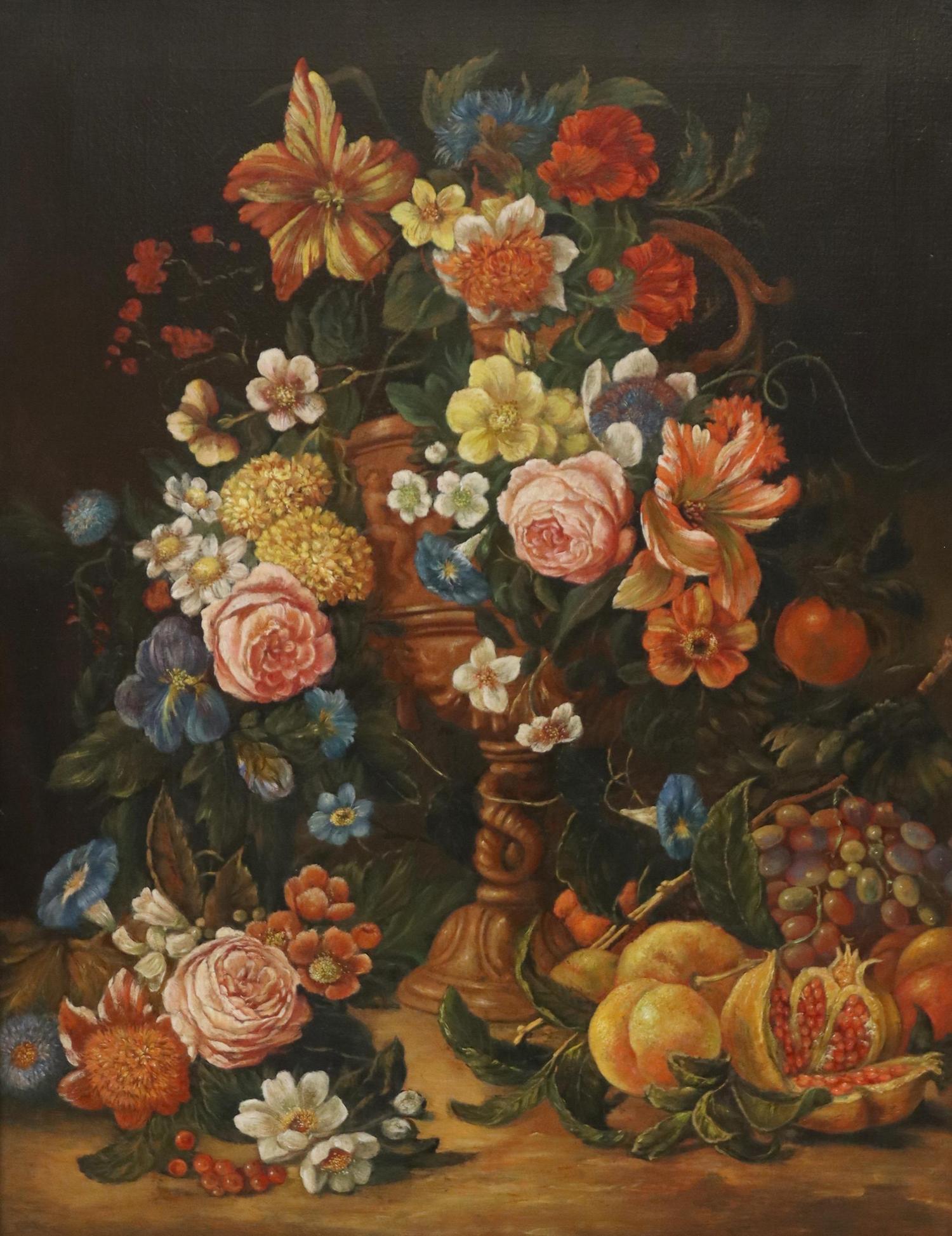 FRAMED DUTCH STYLE STILL LIFE PAINTING, 36" X 28" (1 of 3)