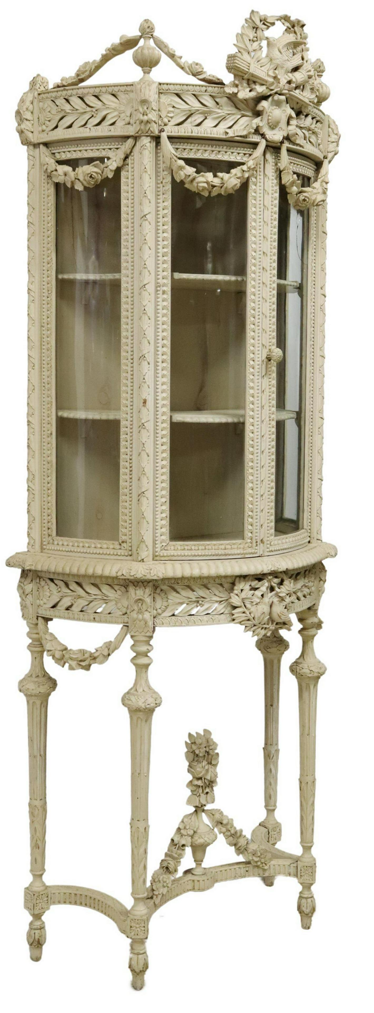 FRENCH LOUIS XVI STYLE PAINTED VITRINE ON STAND (1 of 5)