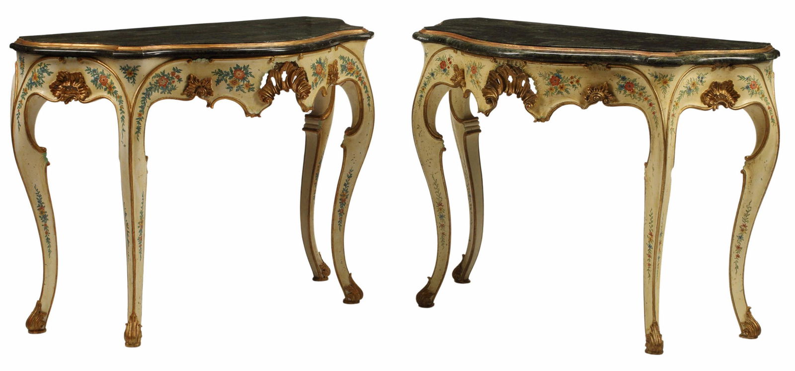 (2) VENETIAN STYLE PAINT DECORATED CONSOLE TABLES (1 of 4)