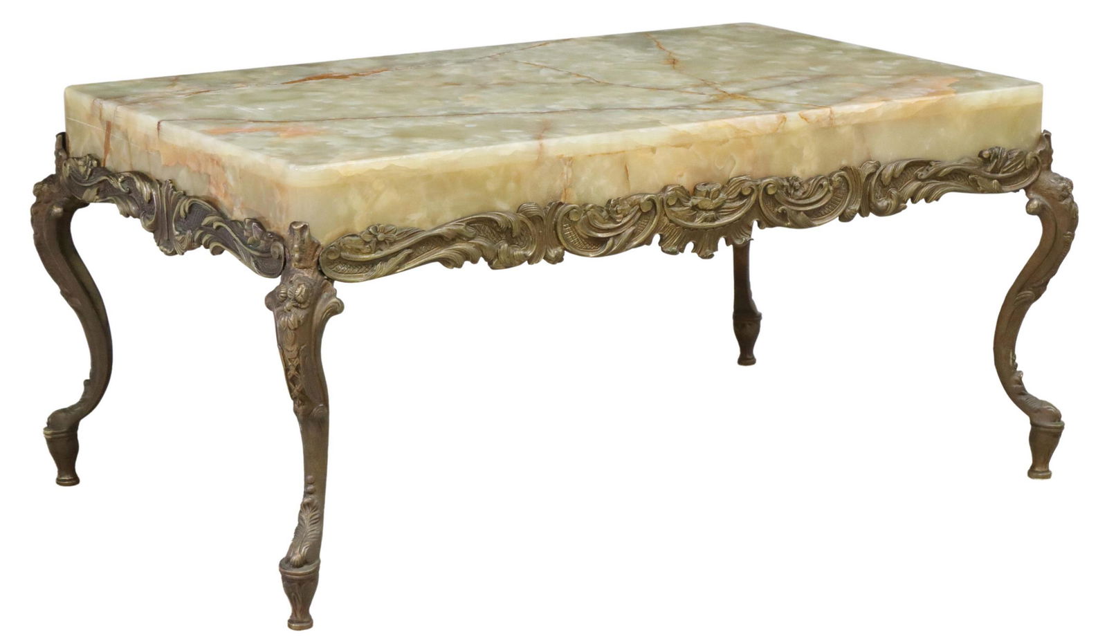 ITALIAN ONYX & PATINATED METAL COFFEE TABLE (1 of 4)