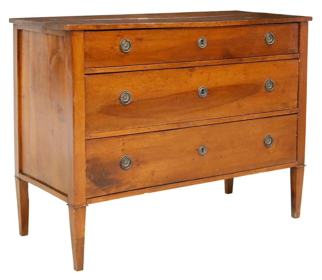 ITALIAN NEOCLASSICAL WALNUT THREE-DRAWER COMMODE (1 of 5)