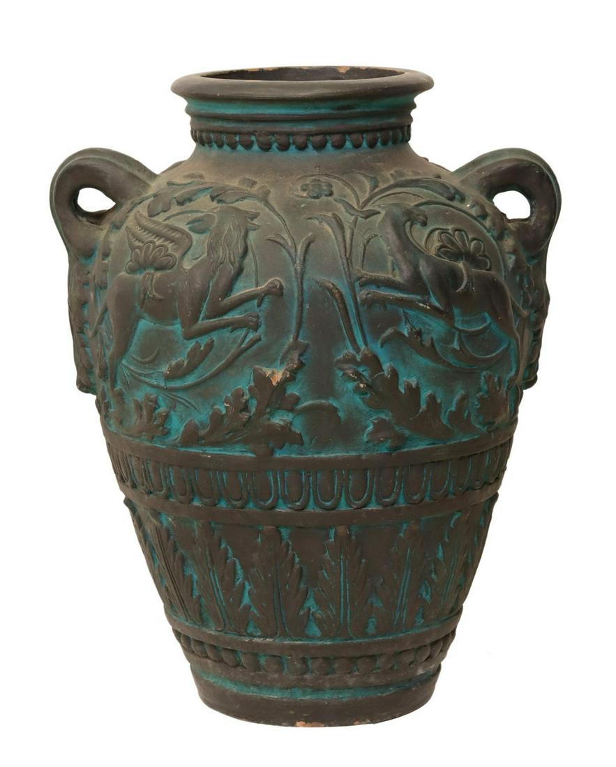 LARGE NEOCLASSICAL STYLE EARTHENWARE VASE PLANTER (1 of 4)