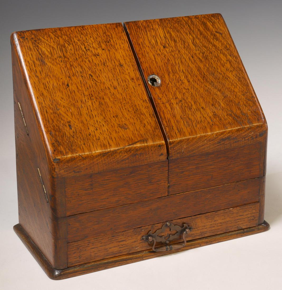 ENGLISH VICTORIAN OAK LETTER/ STATIONARY BOX (1 of 5)