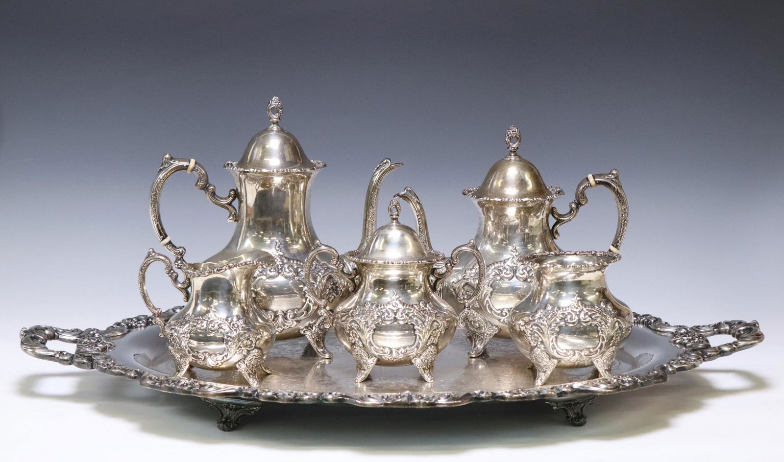 (6) POOLE 'CREST OF WINDSOR' STERLING TEA SERVICE (1 of 11)