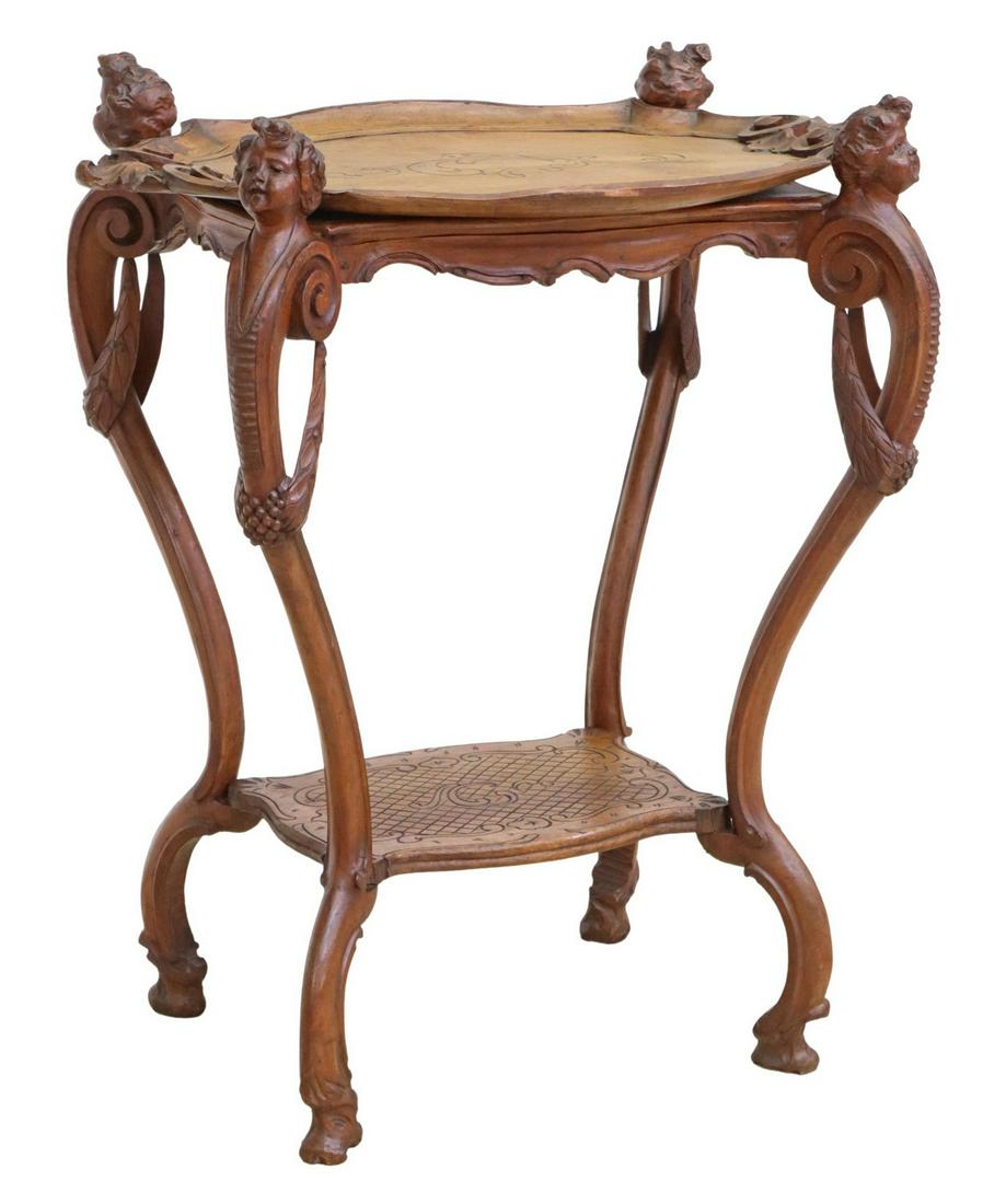 LOUIS XV STYLE CARVED TWO-TIER TEA TABLE (1 of 7)