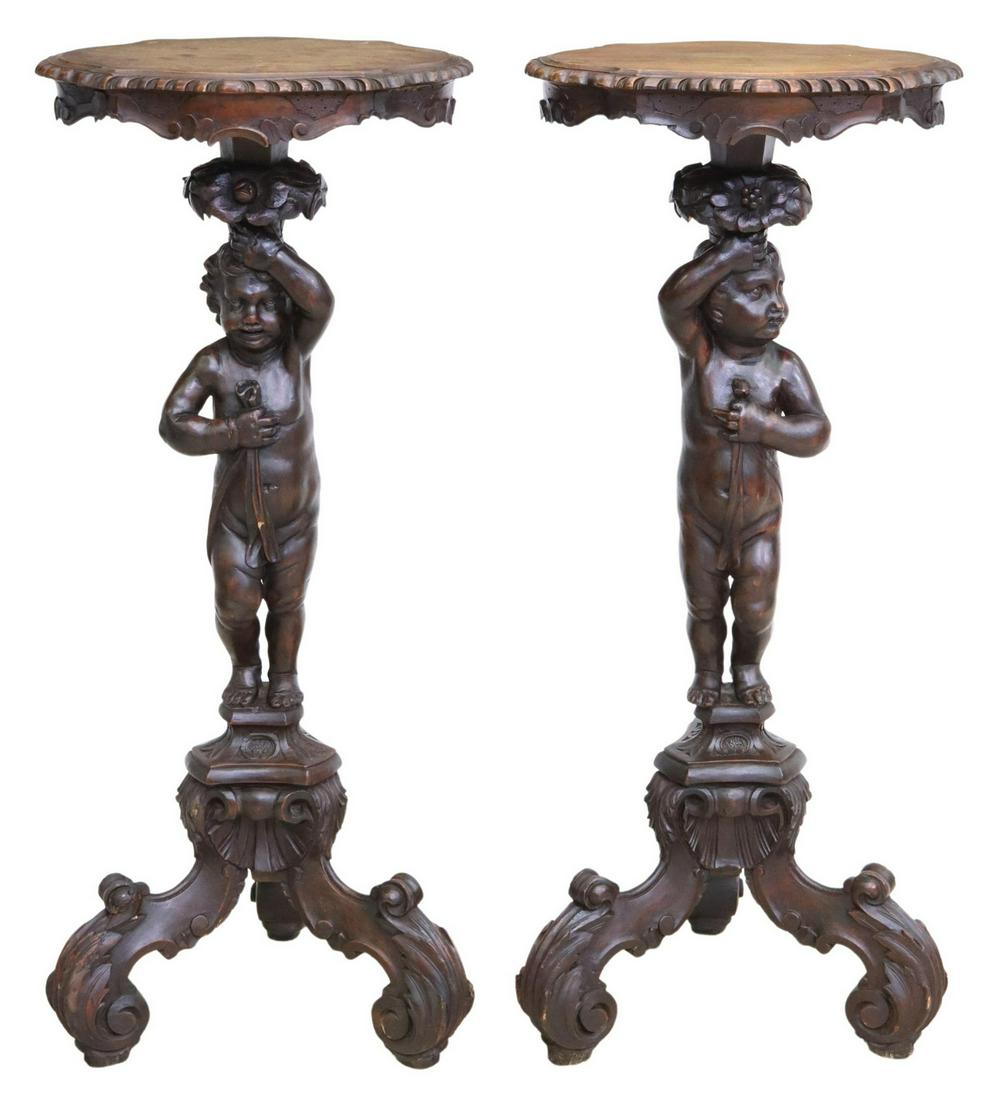 (2) ITALIAN ROCOCO REVIVAL CARVED FIGURAL STANDS (1 of 5)