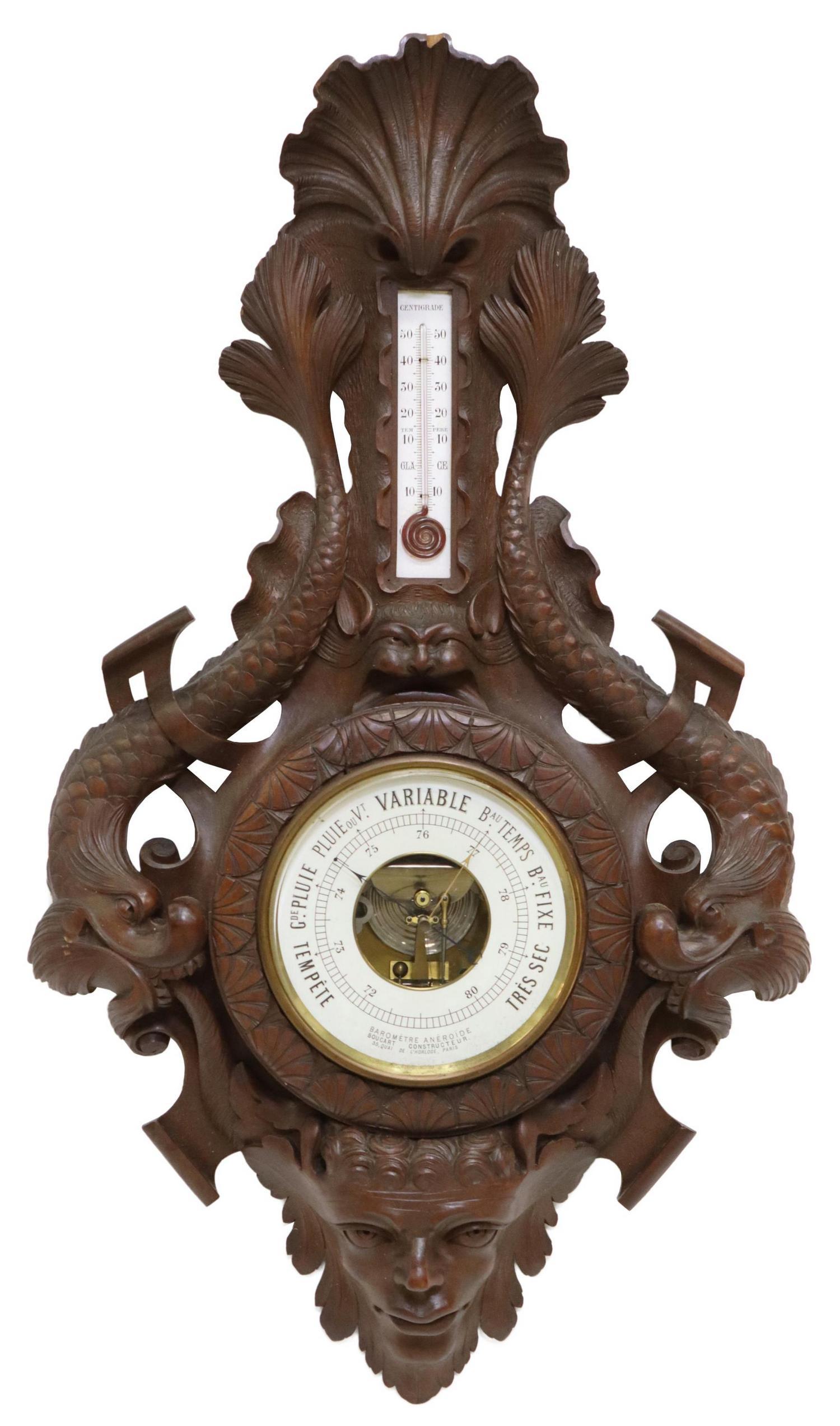 EXCEPTIONAL BOUCART PARIS CARVED BAROMETER (1 of 5)