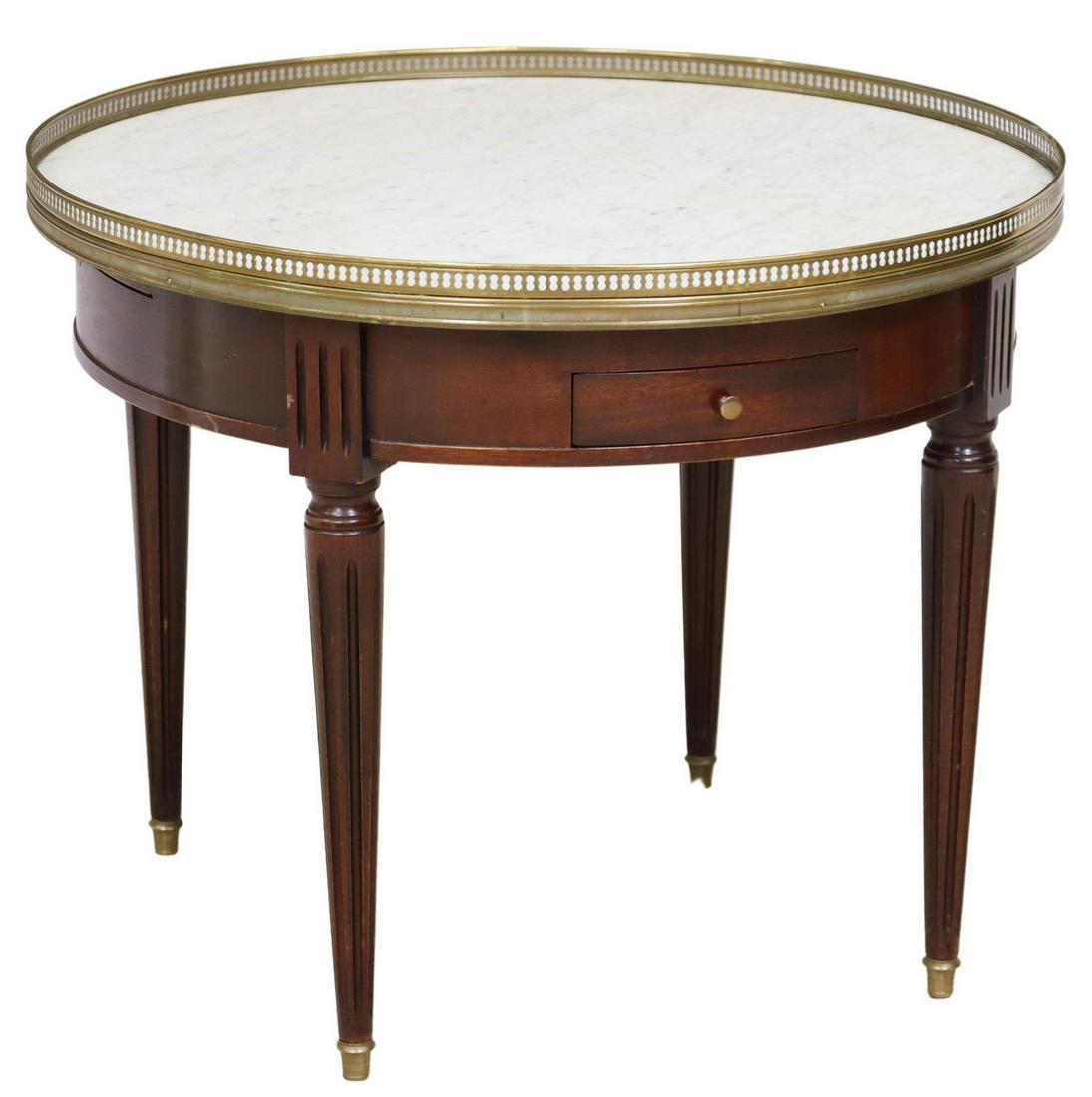 FRENCH LOUIS XVI STYLE MARBLE-TOP BOUILLOTTE TABLE (1 of 5)