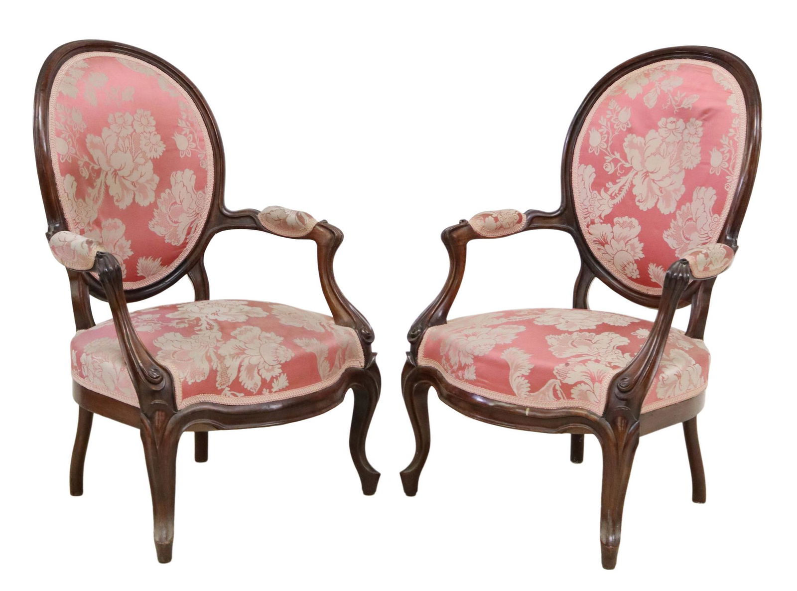 (2) FRENCH NAPOLEON III UPHOLSTERED FAUTEUILS (1 of 3)