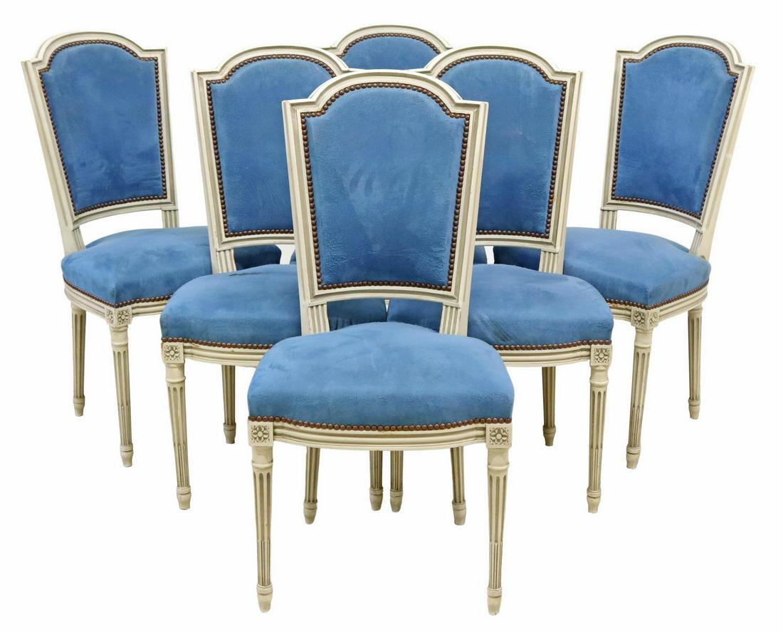 (6) FRENCH LOUIS XVI STYLE UPHOLSTERED SIDE CHAIRS (1 of 3)