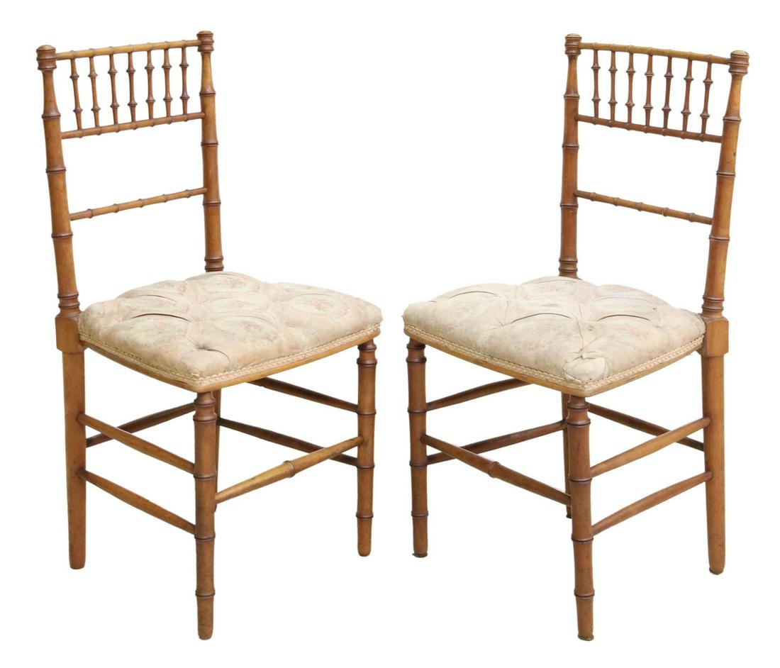 (2) FRENCH RUSTIC FAUX BAMBOO SIDE CHAIRS (1 of 3)
