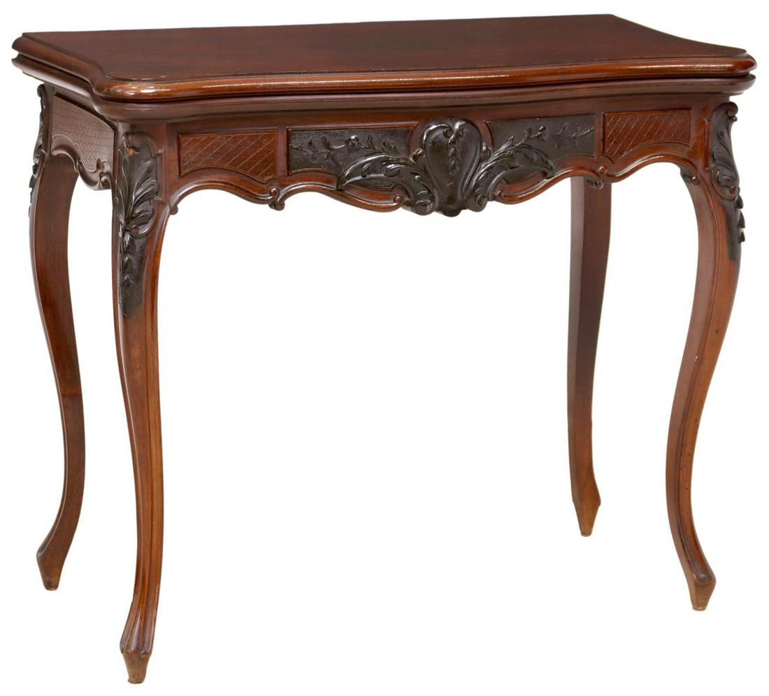 FRENCH LOUIS XV STYLE WALNUT FOLDING CARD TABLE (1 of 6)